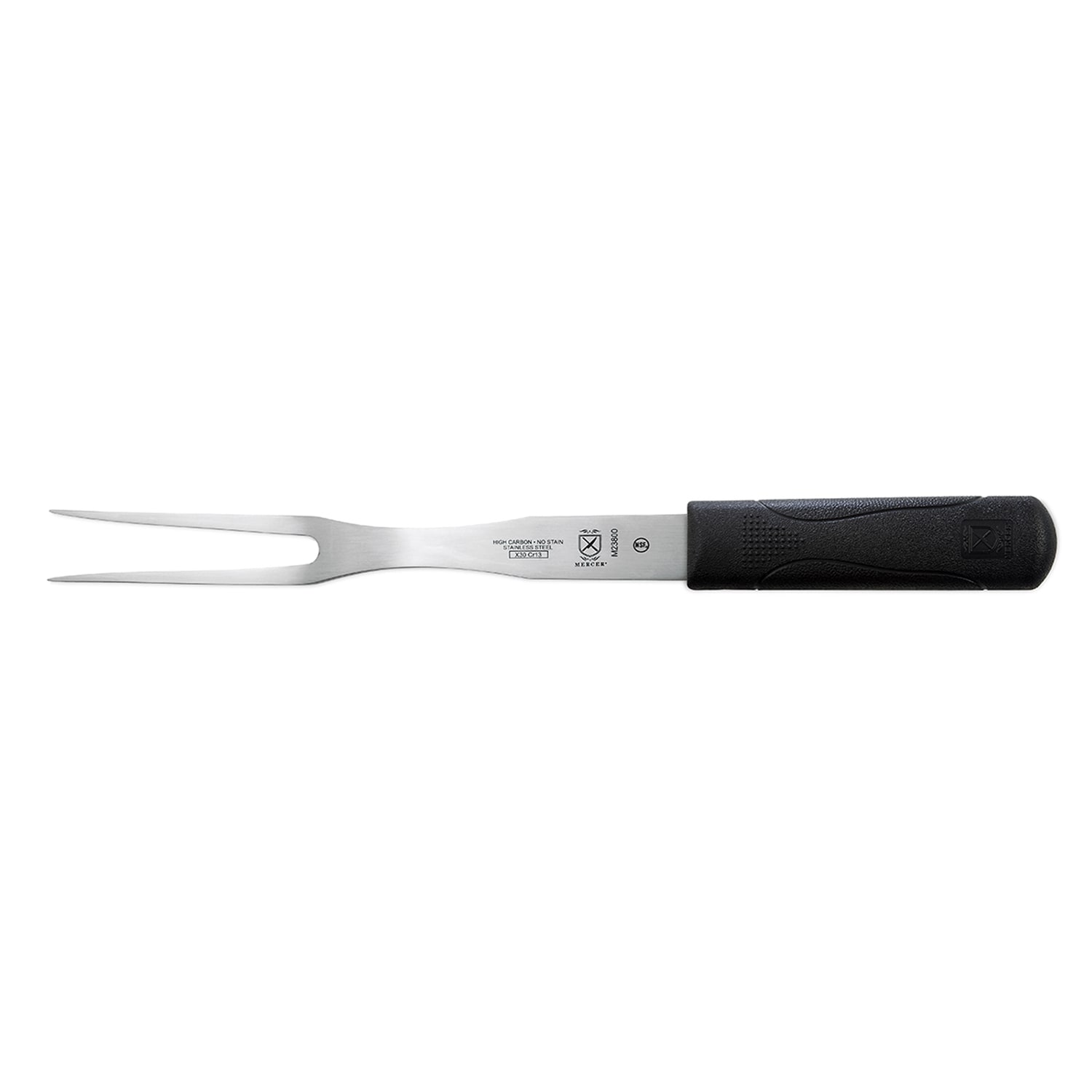 Mercer Culinary M23800 8 Carving Fork w/ Black Polypropylene Handle, High Carbon Japanese Steel