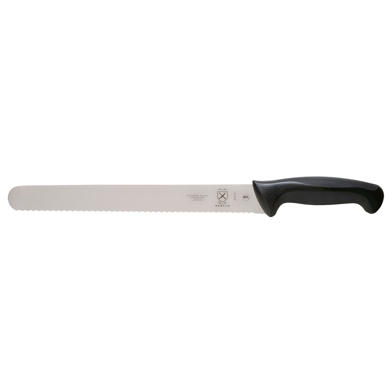 Mercer Culinary M23111 11 Slicer Knife w/ Black Santoprene/Polypropylene Handle, High Carbon Japanese Steel