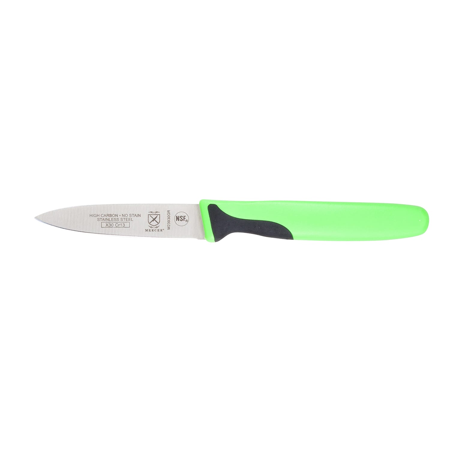 Mercer Culinary M23930GR 3 Paring Knife w/ Green Santoprene/Polypropylene Handle, High Carbon Japanese Steel