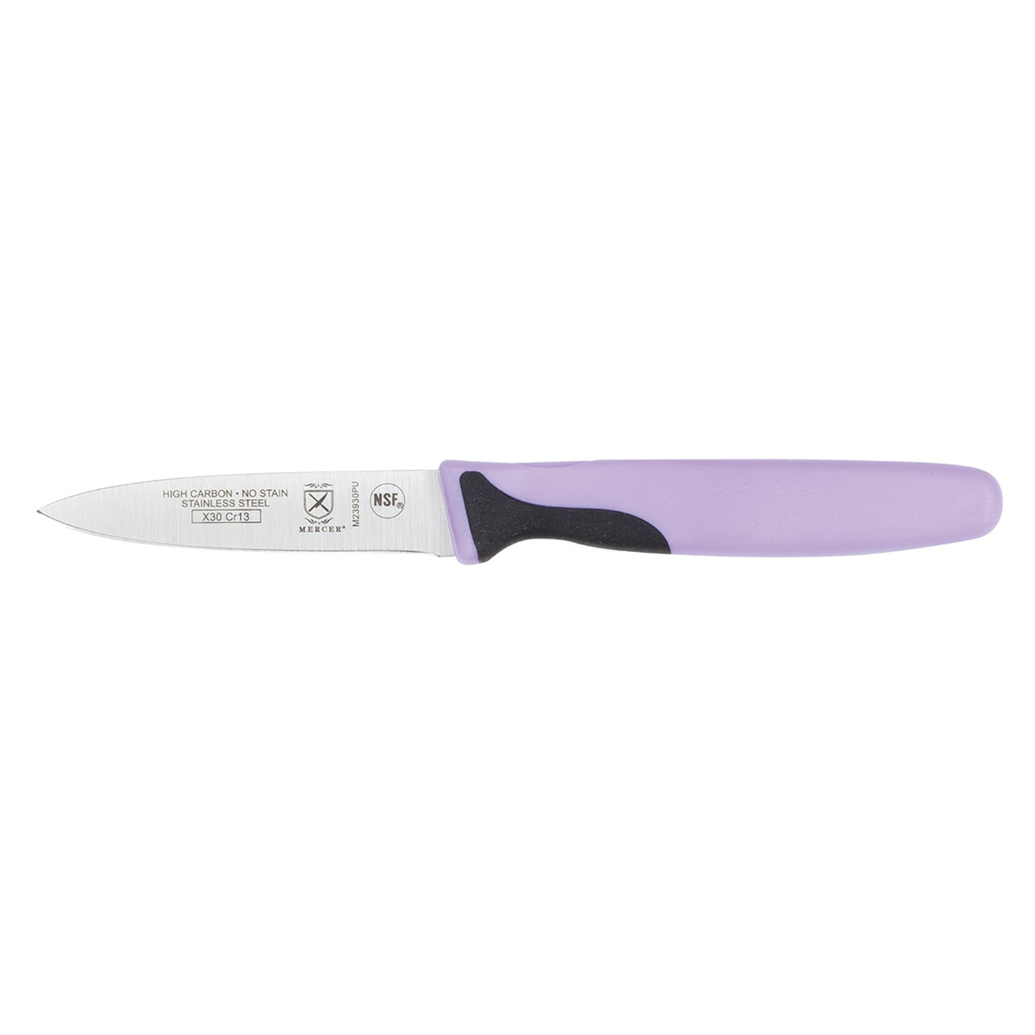 Mercer Culinary M23930PU 3 Paring Knife w/ Purple Santoprene/Polypropylene Handle, High Carbon Japanese Steel, Allergen-free handle, Color-coded handle