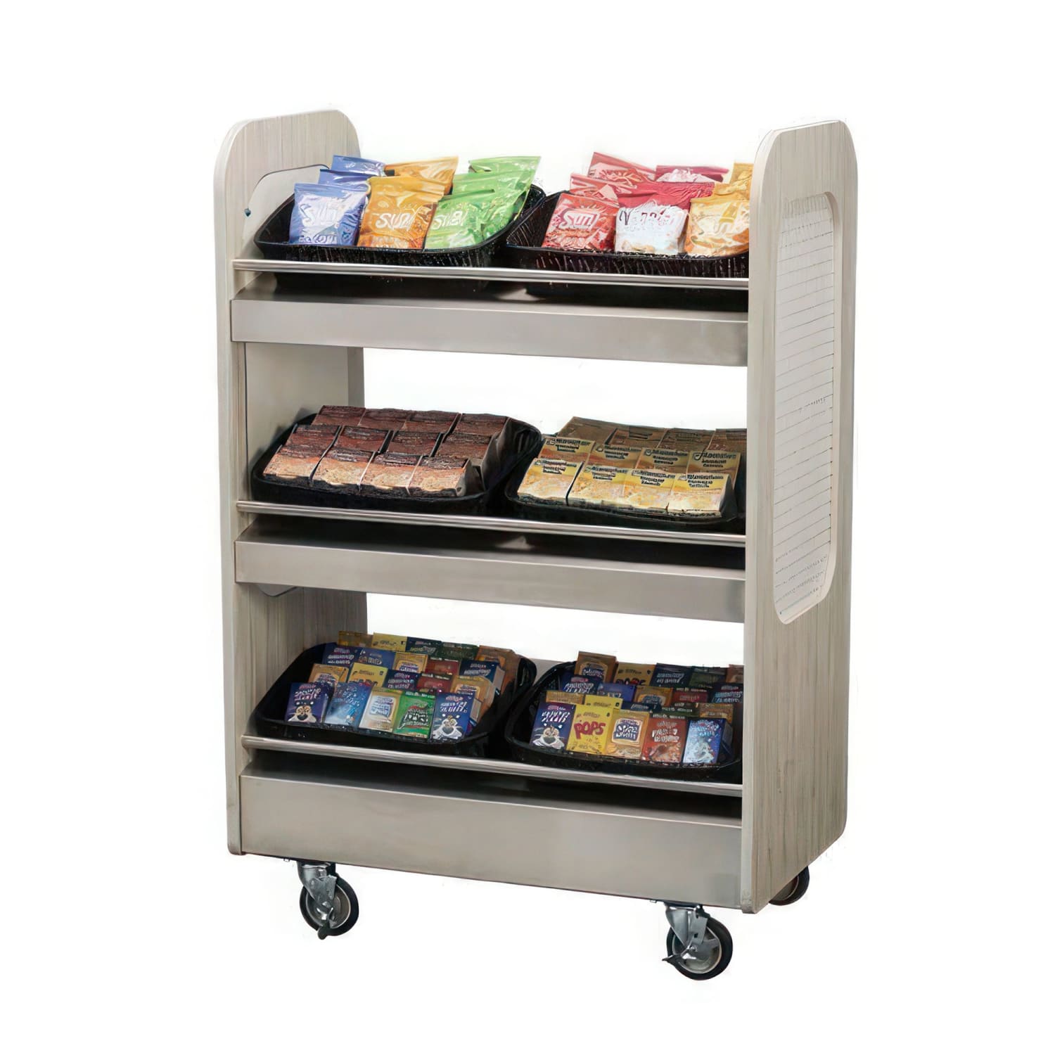 Lakeside 688 3 Level Food Merchandising Cart - 41W x 23 3/4D x 59 1/2H, Stainless, Silver