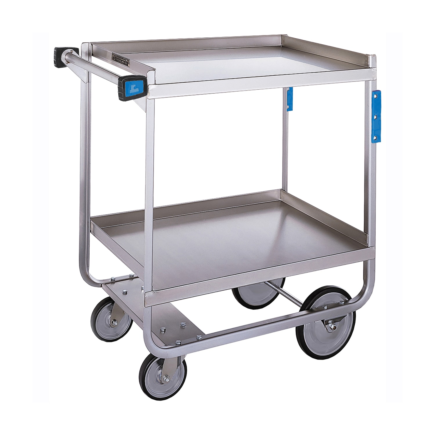 Lakeside 710 2 Level Stainless Utility Cart w/ 700 lb Capacity, Raised Ledges, (2) 24"" x 15-1/2"" Shelves, 700-lb. Capacity, Silver