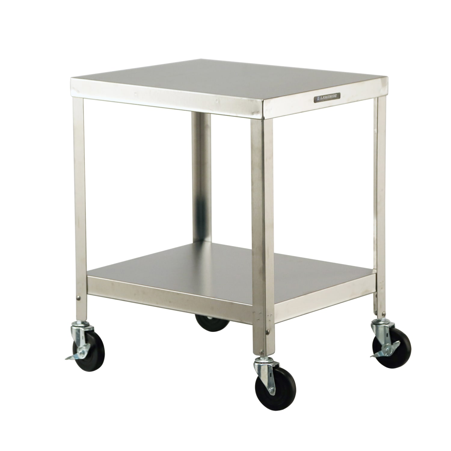 Lakeside 716 21 1/4 Mixer Table w/ All Stainless Steel Undershelf Base, Mobile, 25 1/4D