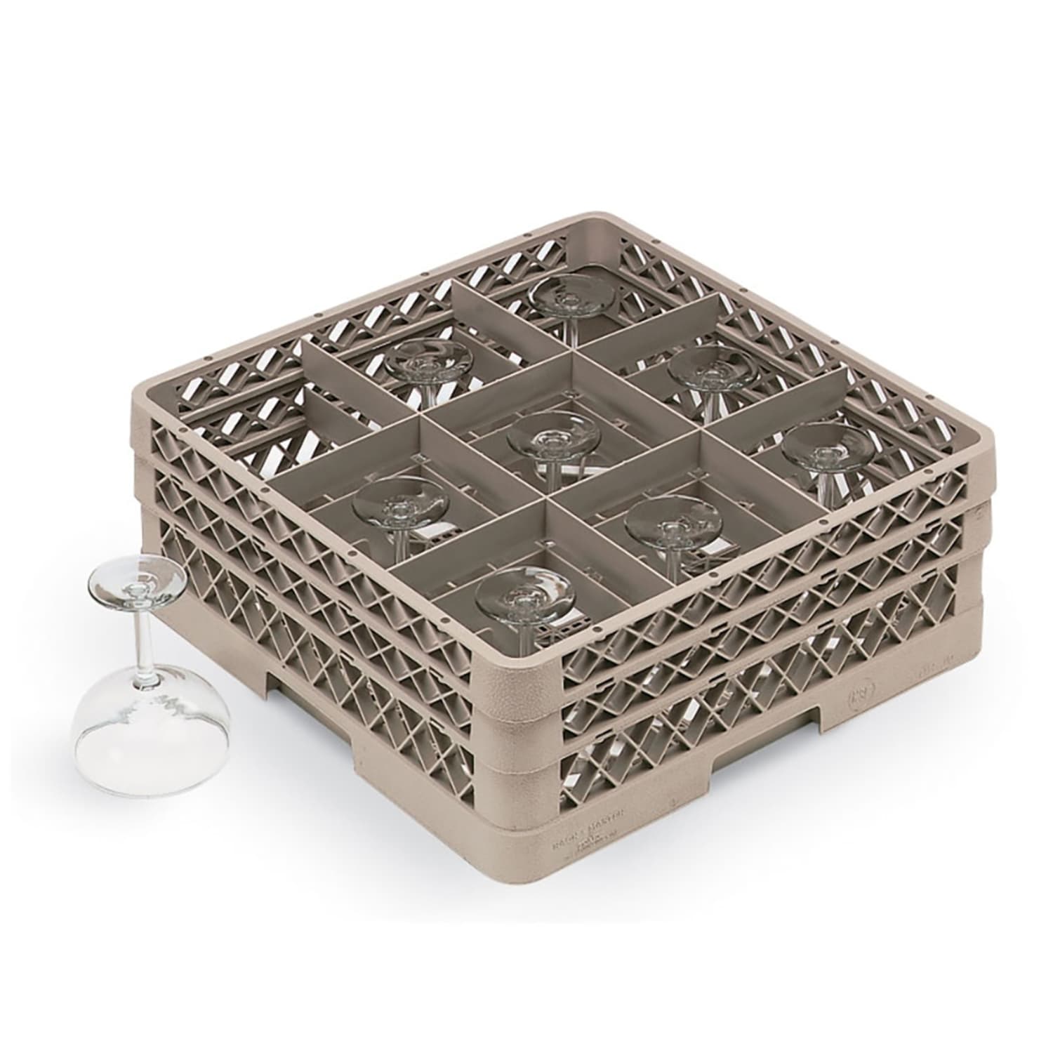 Vollrath TR10FFFFF Traex Glass Rack w/ 9 Compartments - 5 Extenders, Beige, Pack of 2