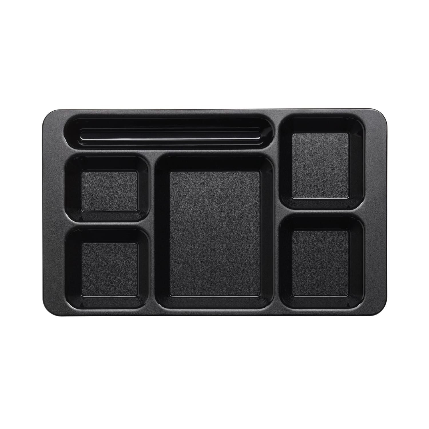 Cambro 1596CW110 Plastic Rectangular Tray w/ 6 Compartments, 9 x 15, Black, Polycarbonate, Case of 24