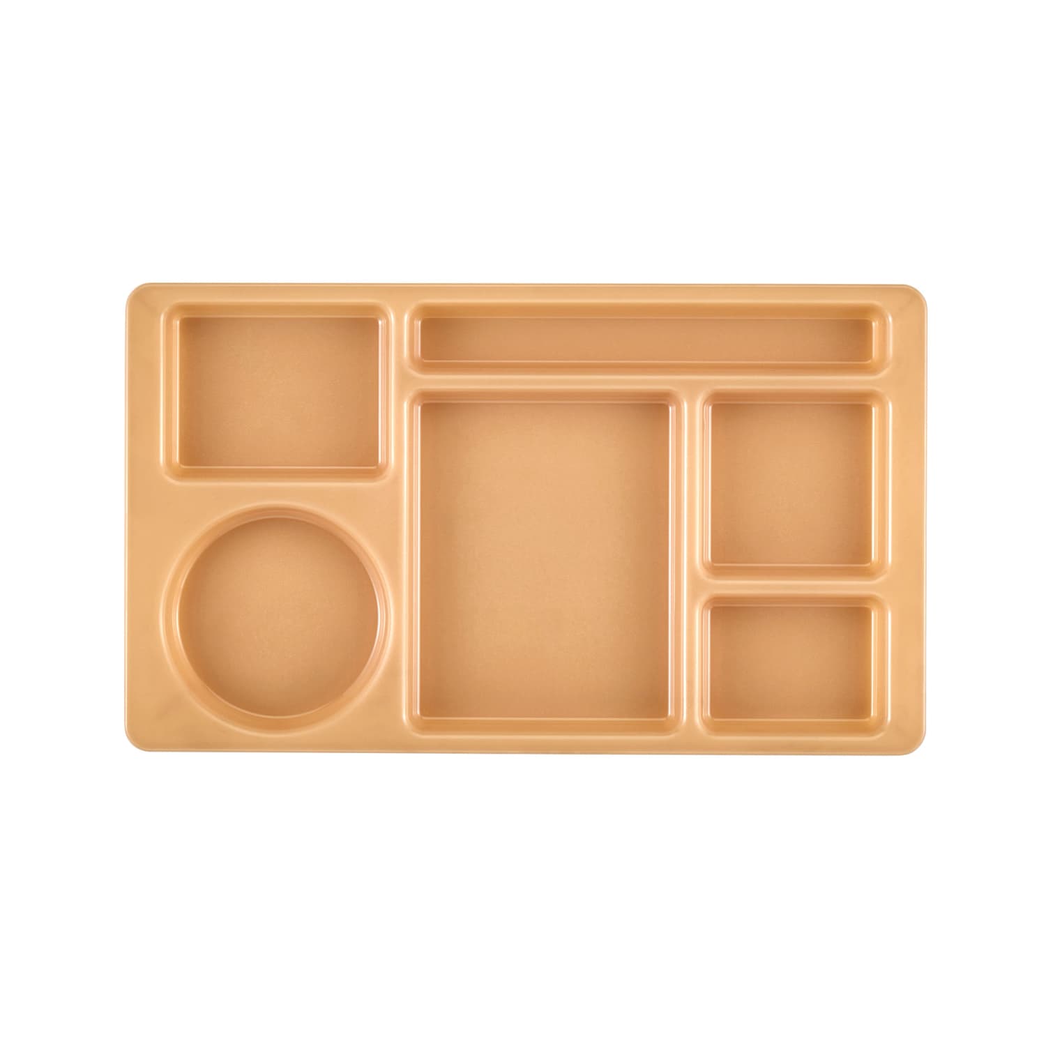 Cambro 915CW133 Plastic Rectangular Tray w/ 6 Compartments, 8 3/4 x 15, Beige, Polycarbonate, Case of 24