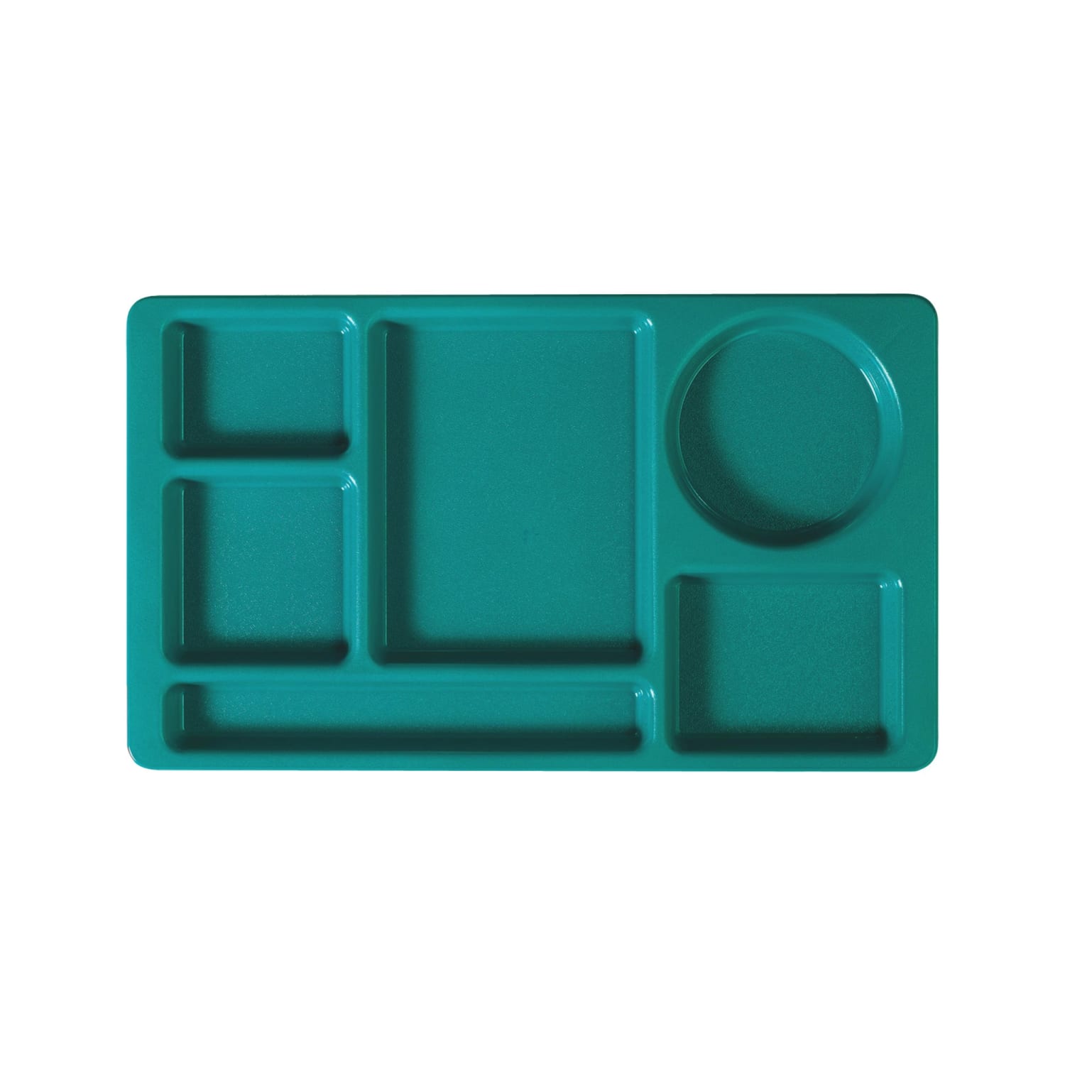 Cambro 915CW414 Plastic Rectangular Tray w/ 6 Compartments, 8 3/4 x 15, Teal, Polycarbonate, Blue, Case of 24