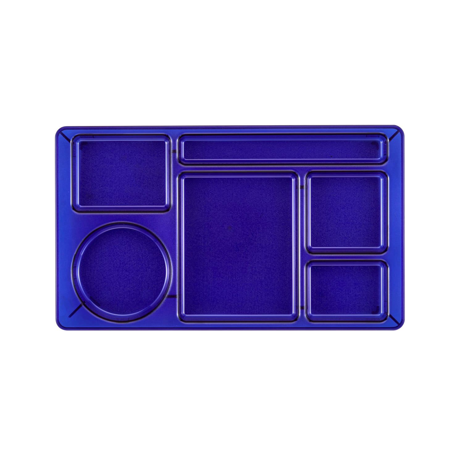 Cambro 915CW431 Plastic Rectangular Tray w/ 6 Compartments, 8 3/4 x 15, Translucent Blue, Tranlucent Blue, Polycarbonate, Case of 24