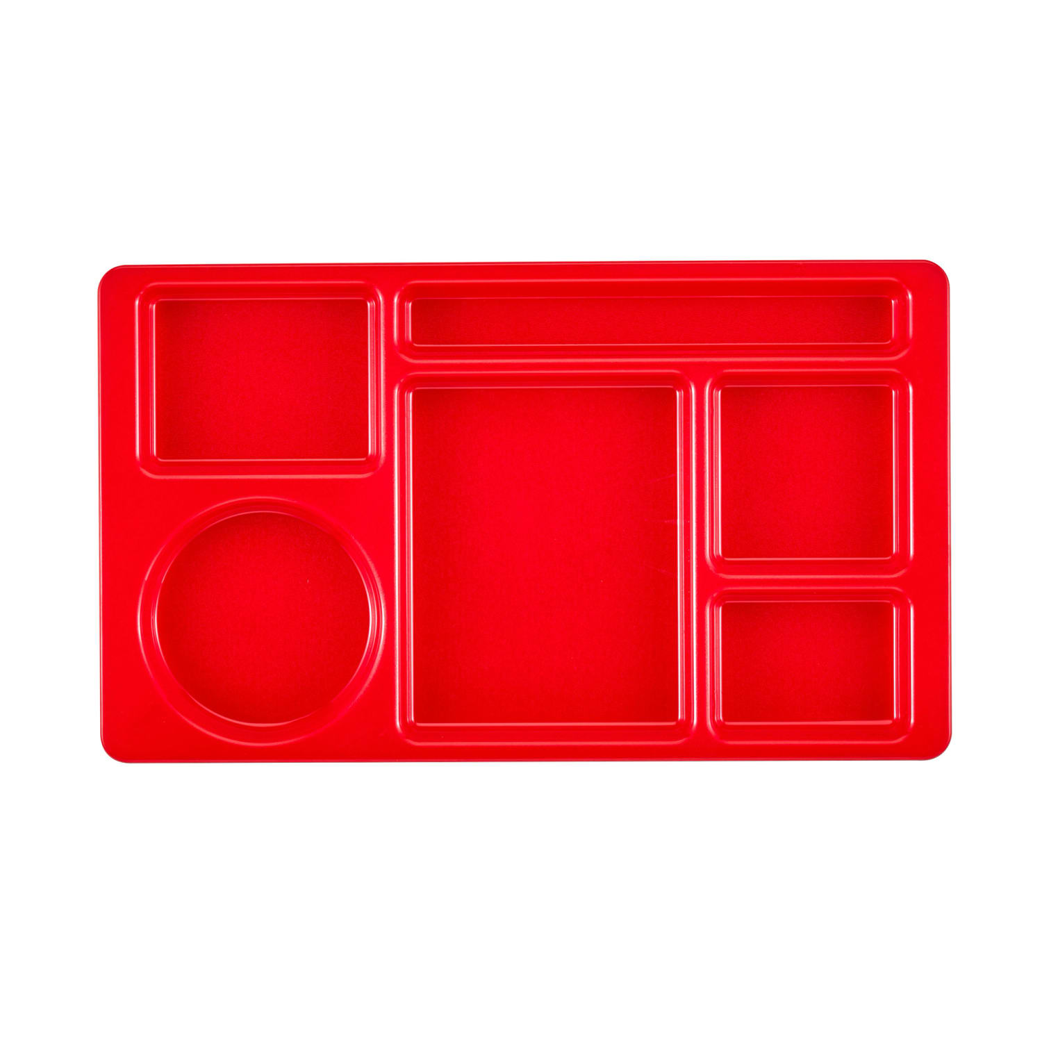 Cambro 915CW404 Plastic Rectangular Tray w/ 6 Compartments, 8 3/4 x 15, Red, Polycarbonate, Case of 24