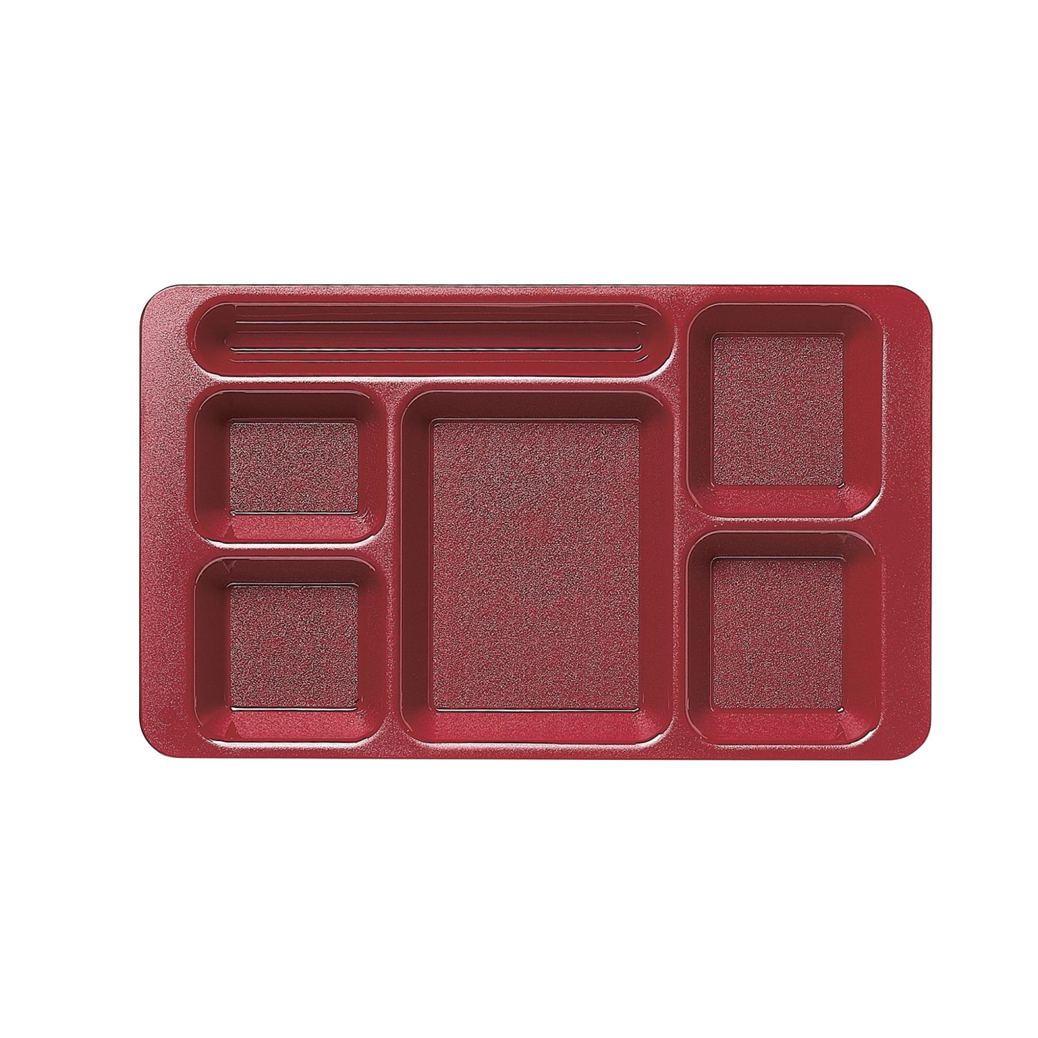 Cambro 1596CW416 Plastic Rectangular Tray w/ 6 Compartments, 9 x 15, Cranberry, Polycarbonate, Red, Case of 24