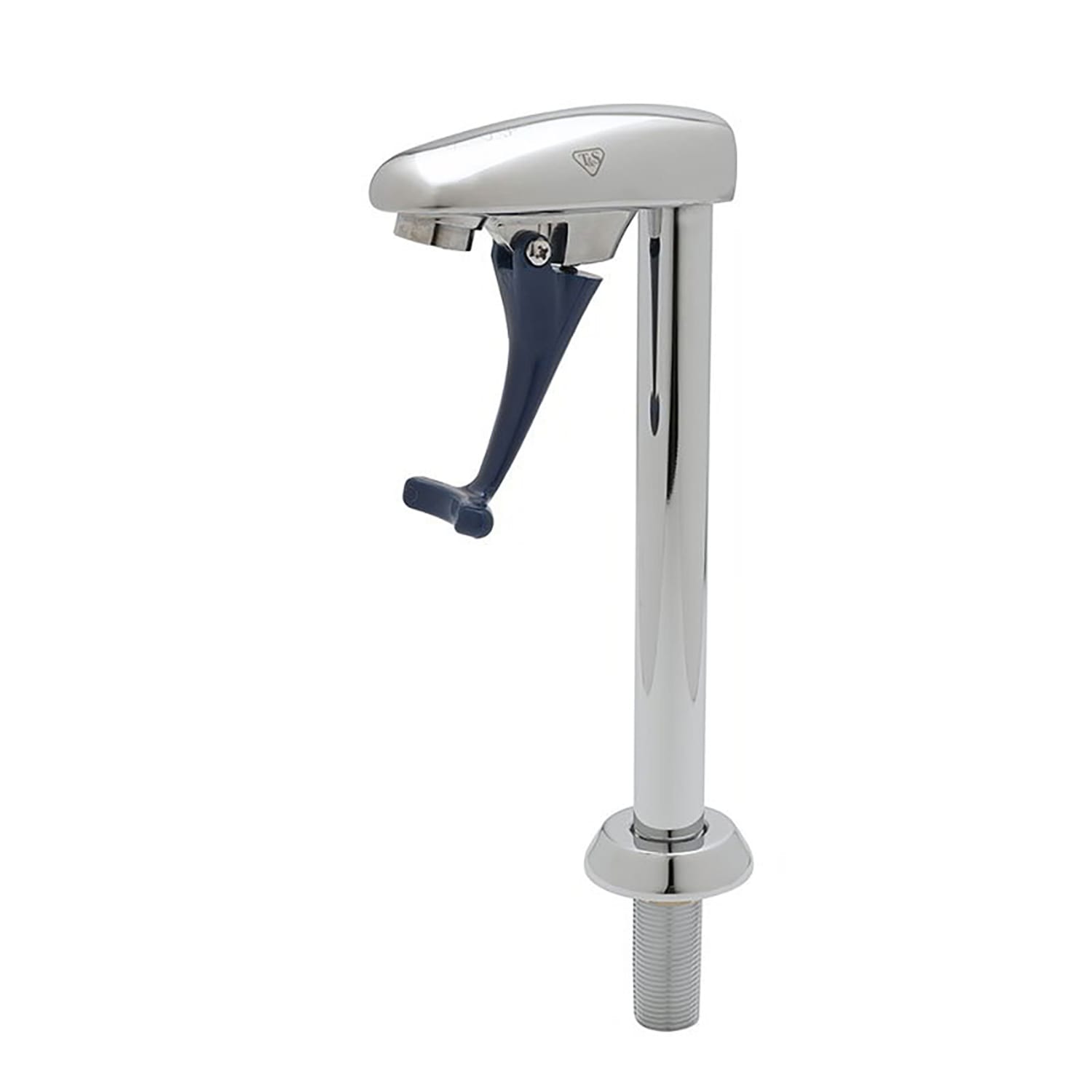 T&S B-1210 Glass Filler, Pedestal Push Back, Deck Mount, Blue Lexan Arm