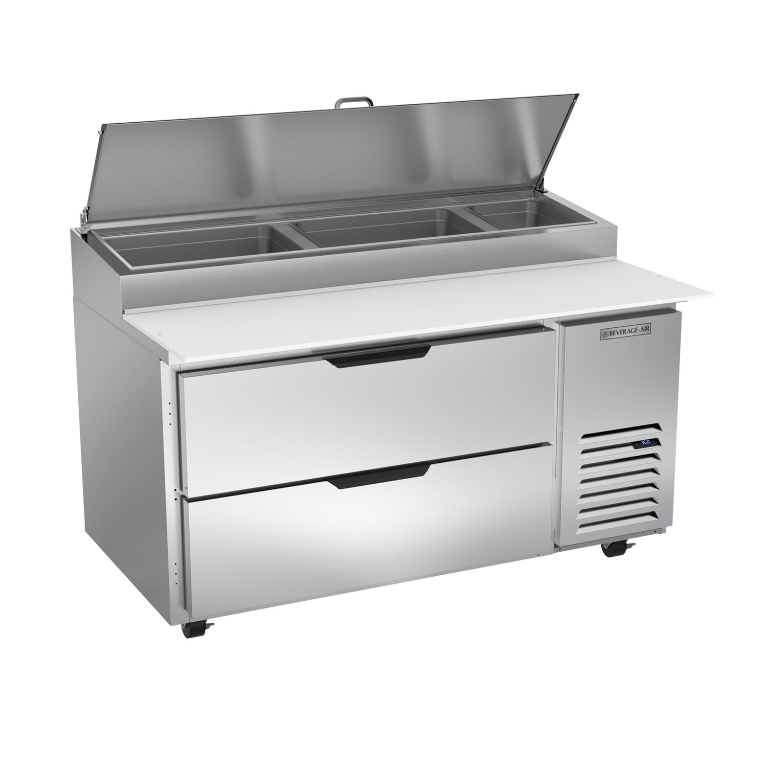 Beverage-Air DPD60HC-2 60 Hydrocarbon Series Pizza Prep Table w/ Refrigerated Base, 115v, Stainless Steel