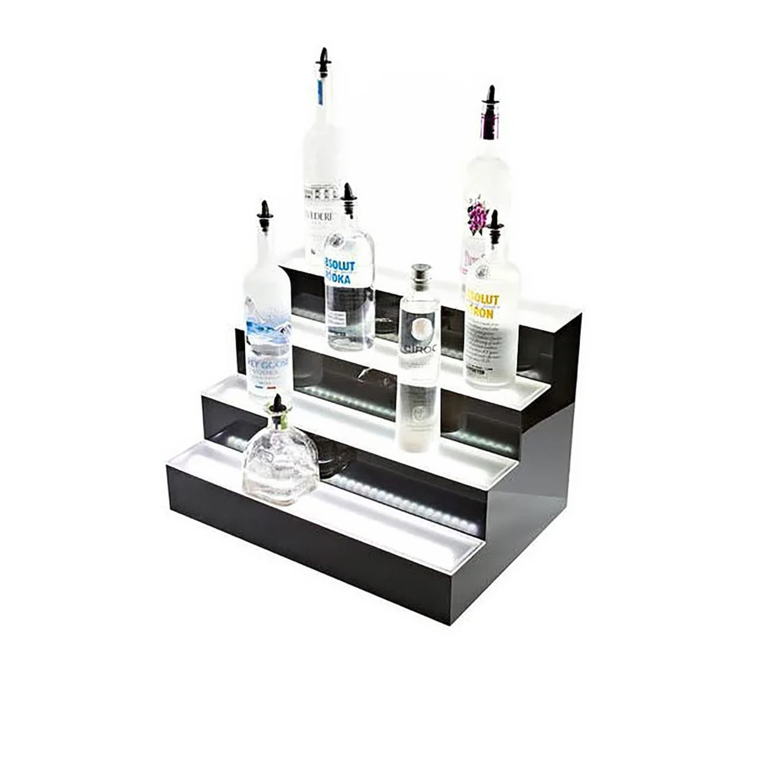 Beverage-Air LBD3-24L 3 Tier Liquor Display w/ LED Lighting - 18 Bottle Capacity, Acrylic, Black