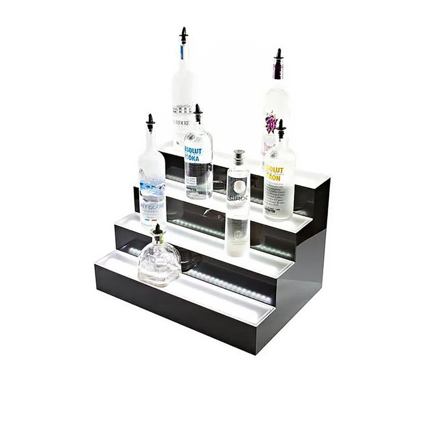 Beverage-Air LBD4-48L 4 Tier Liquor Display w/ LED Lighting - 48 Bottle Capacity, Acrylic, Black
