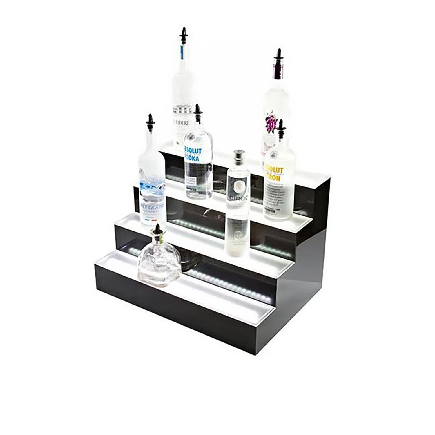 Beverage-Air LBD2-36L 2 Tier Liquor Display w/ LED Lighting - 18 Bottle Capacity, Acrylic, Holds 18 Bottles, LED Lights, Black