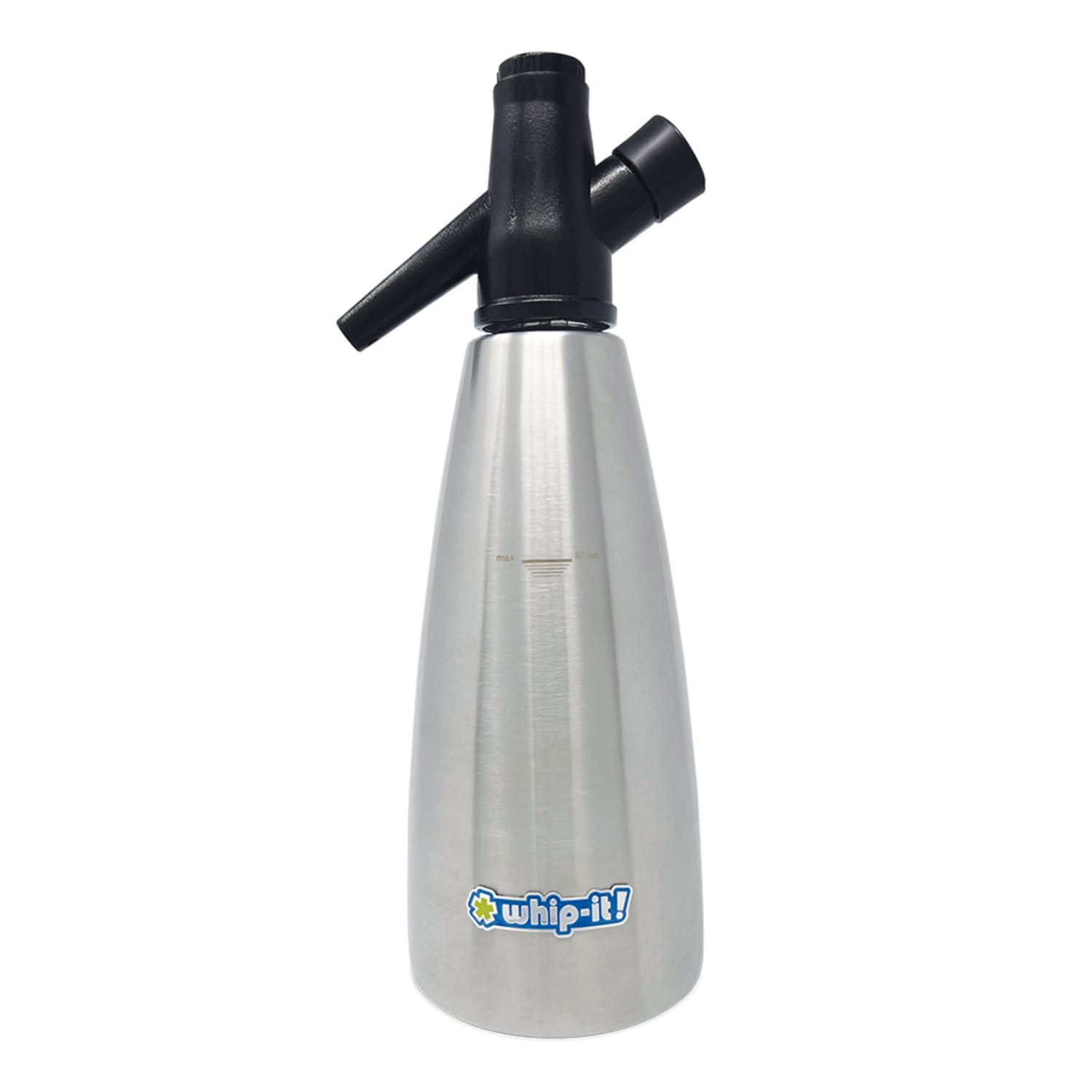 Whip-It! DS-SDA-L05-01S 1 liter Soda Siphon - Stainless Steel, Black Top
