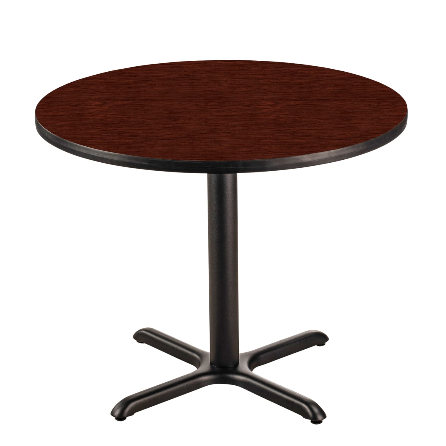 National Public Seating CT12424XDMY 24 Round Dining Height Table - Mahogany Laminate Top, Black Metal Base