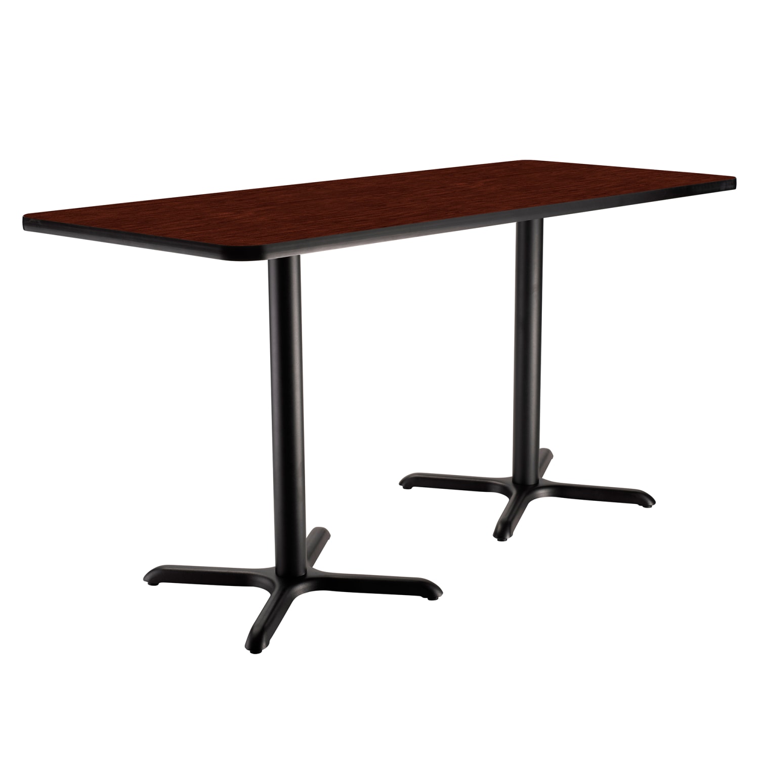 National Public Seating CT23072XCMY Rectangular Counter Height Table - 72 x 30, Mahogany Laminate Top, Black Metal Base
