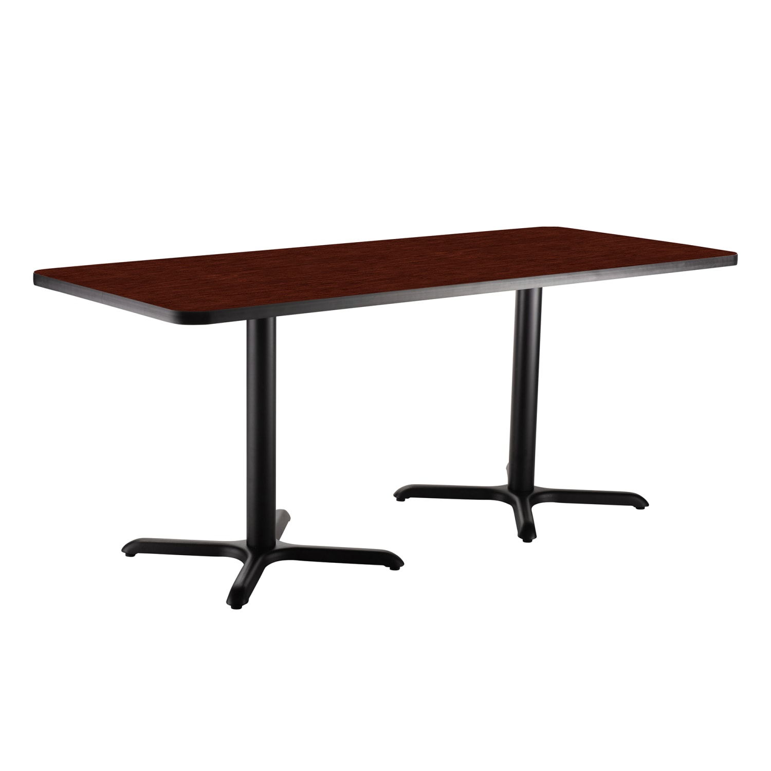 National Public Seating CT23072XDMY Rectangular Dining Height Table - 72 x 30, Mahogany Laminate Top, Black Metal Base