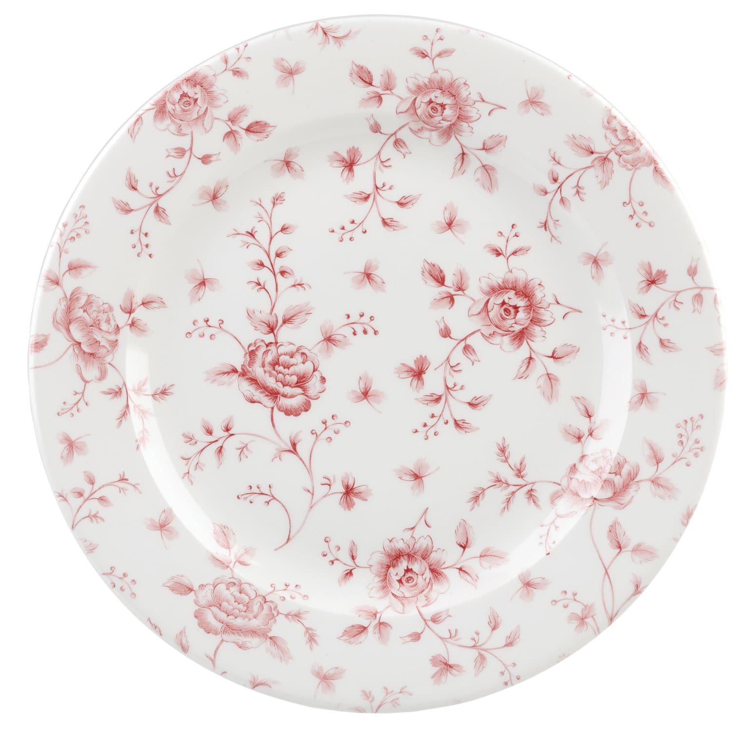 Churchill RCCVP111 12 Round Vintage Prints Profile Plate - Ceramic, Cranberry Rose Chintz, Red, Case of 6