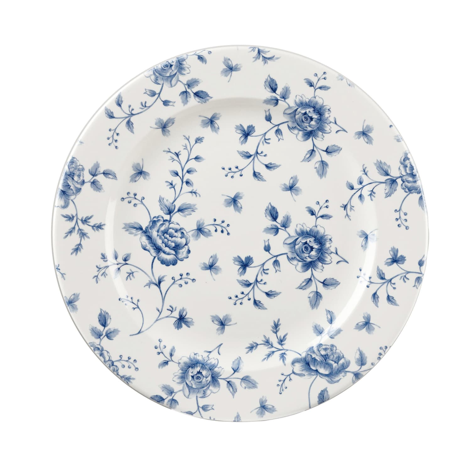 Churchill RCPVP81 8 Round Vintage Prints Profile Plate - Ceramic, Prague Rose Chintz, Blue, Case of 6