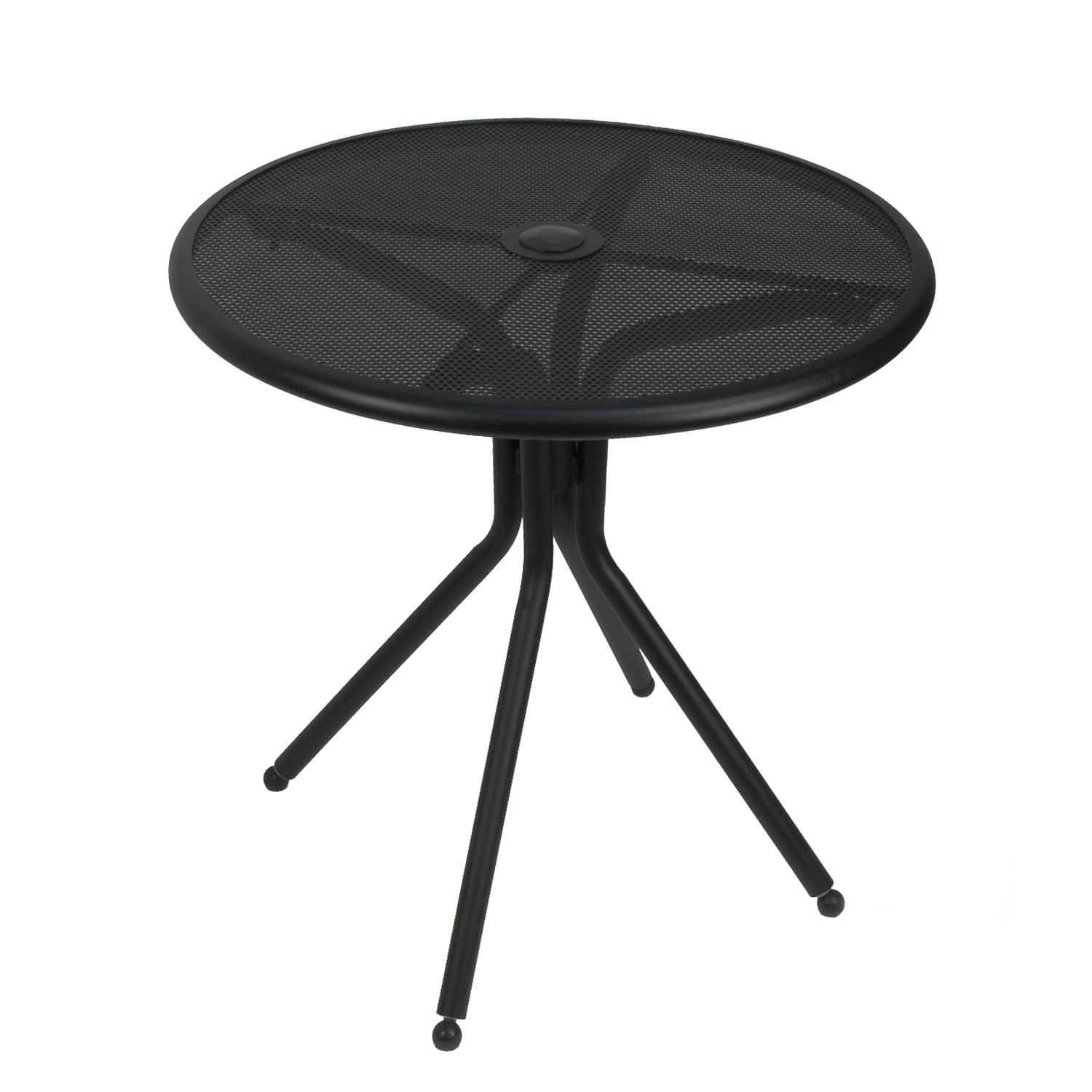 American Tables & Seating AB30 30 Round Outdoor Table w/ Umbrella Hole - Aluminum, Black, Fine Mesh Top