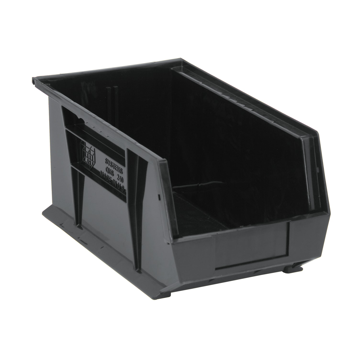 Quantum Food Service QUS240 BK Stack & Hang Shelf Bin - 14 3/4 x 8 1/4, Black, Case of 12