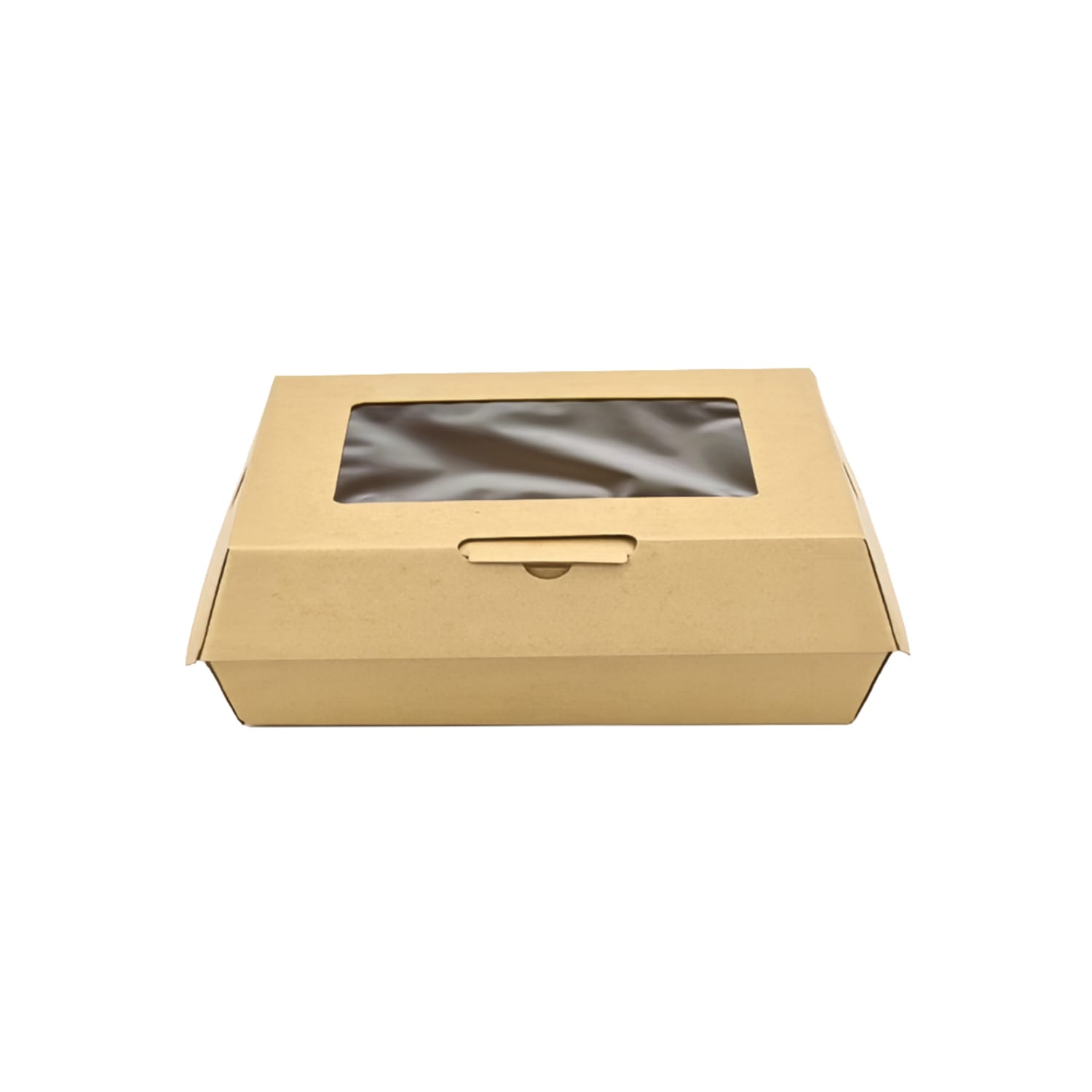LK Packaging RF-TGWM #ReadyFresh To Go Container w/ Window - 7 3/8 x 6 3/8 x 2 13/16, Kraft, Kraft Paperboard, Large, Brown, Case of 300