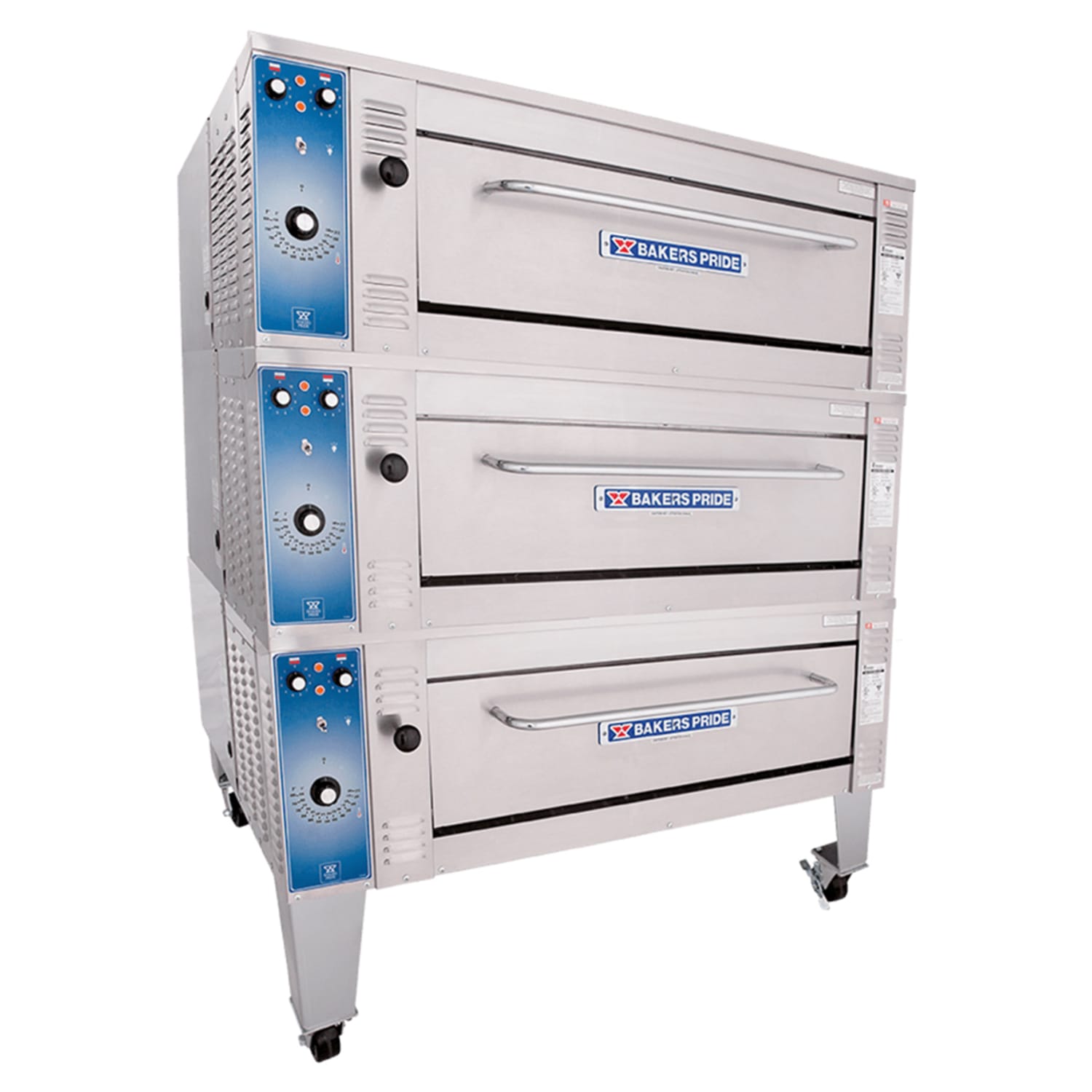 Bakers Pride EB-3-8-3836 Super Deck Floor Model Triple Pizza Deck Oven - 208v, Stainless Steel