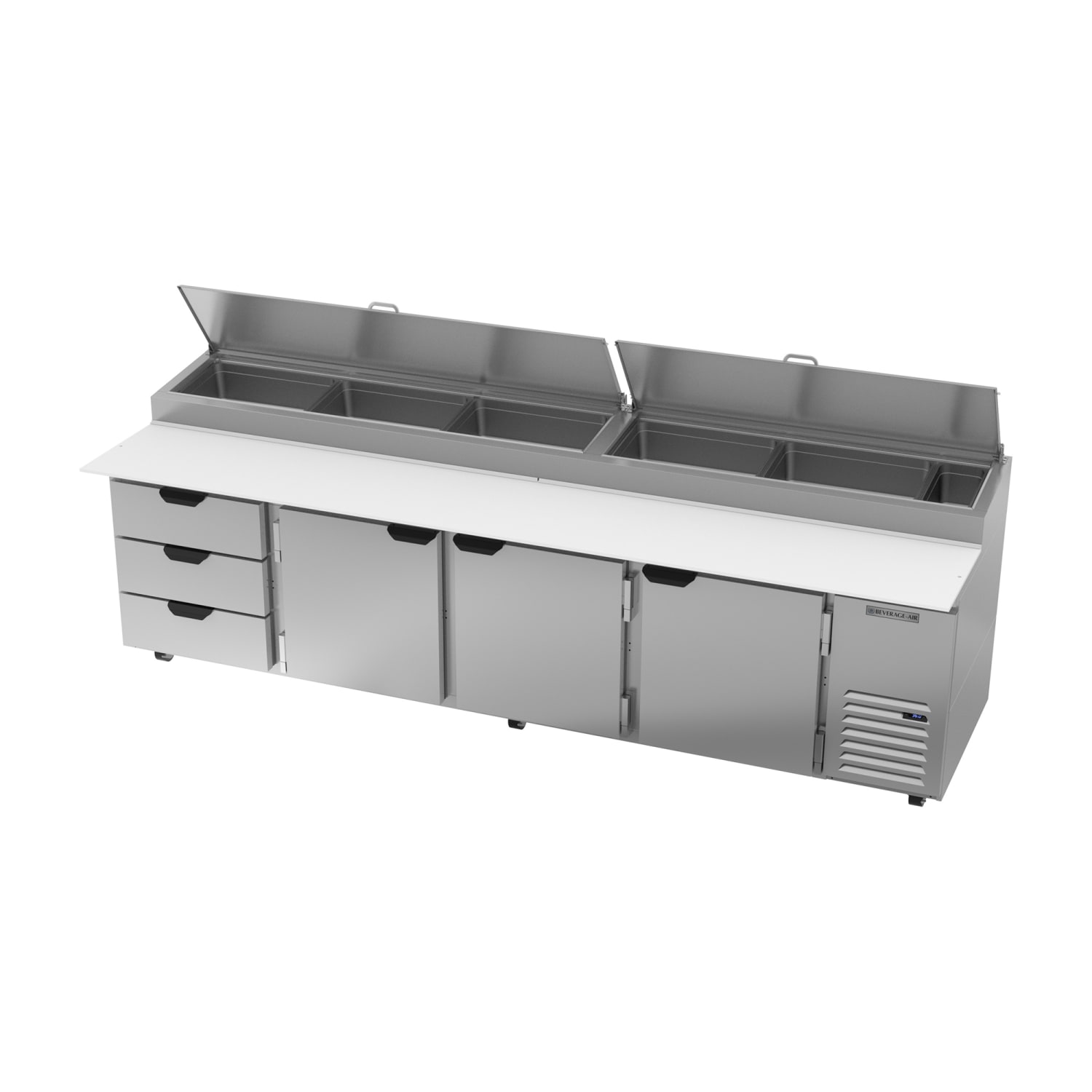 Beverage-Air DPD119HC-3 119 Hydrocarbon Series Pizza Prep Table w/ Refrigerated Base, 115v, Stainless Steel