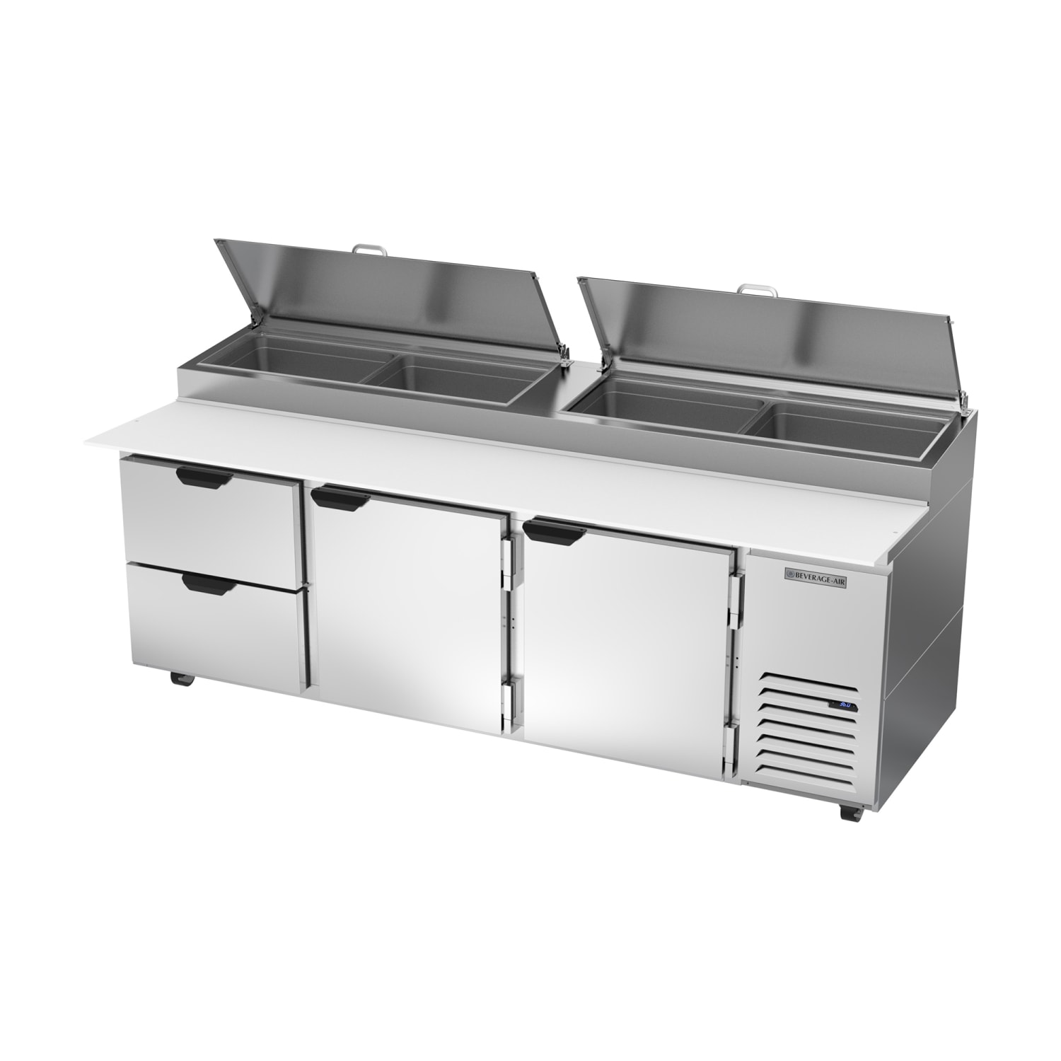 Beverage-Air DPD93HC-2 93 Hydrocarbon Series Pizza Prep Table w/ Refrigerated Base, 115v, Stainless Steel