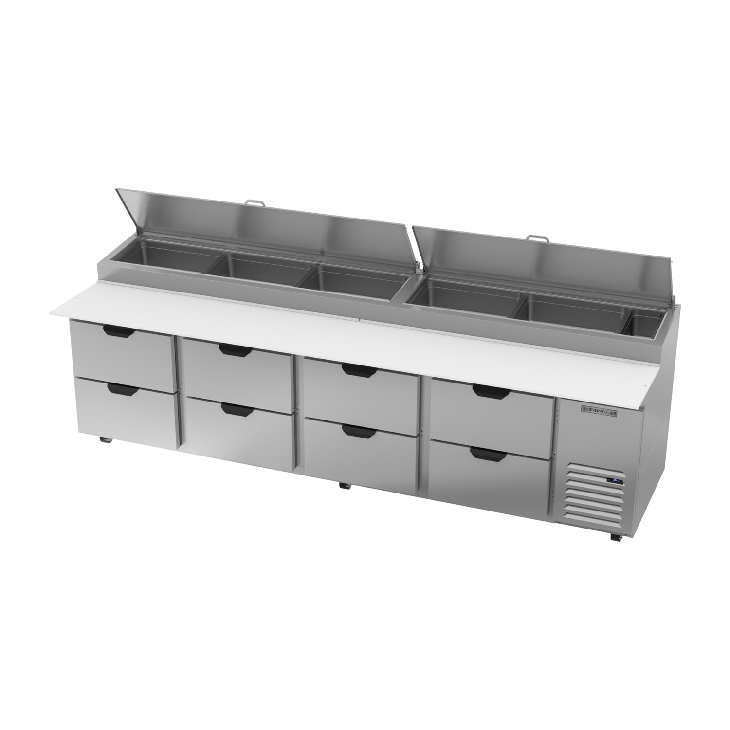 Beverage-Air DPD119HC-8 119 Hydrocarbon Series Pizza Prep Table w/ Refrigerated Base, 115v, Stainless Steel