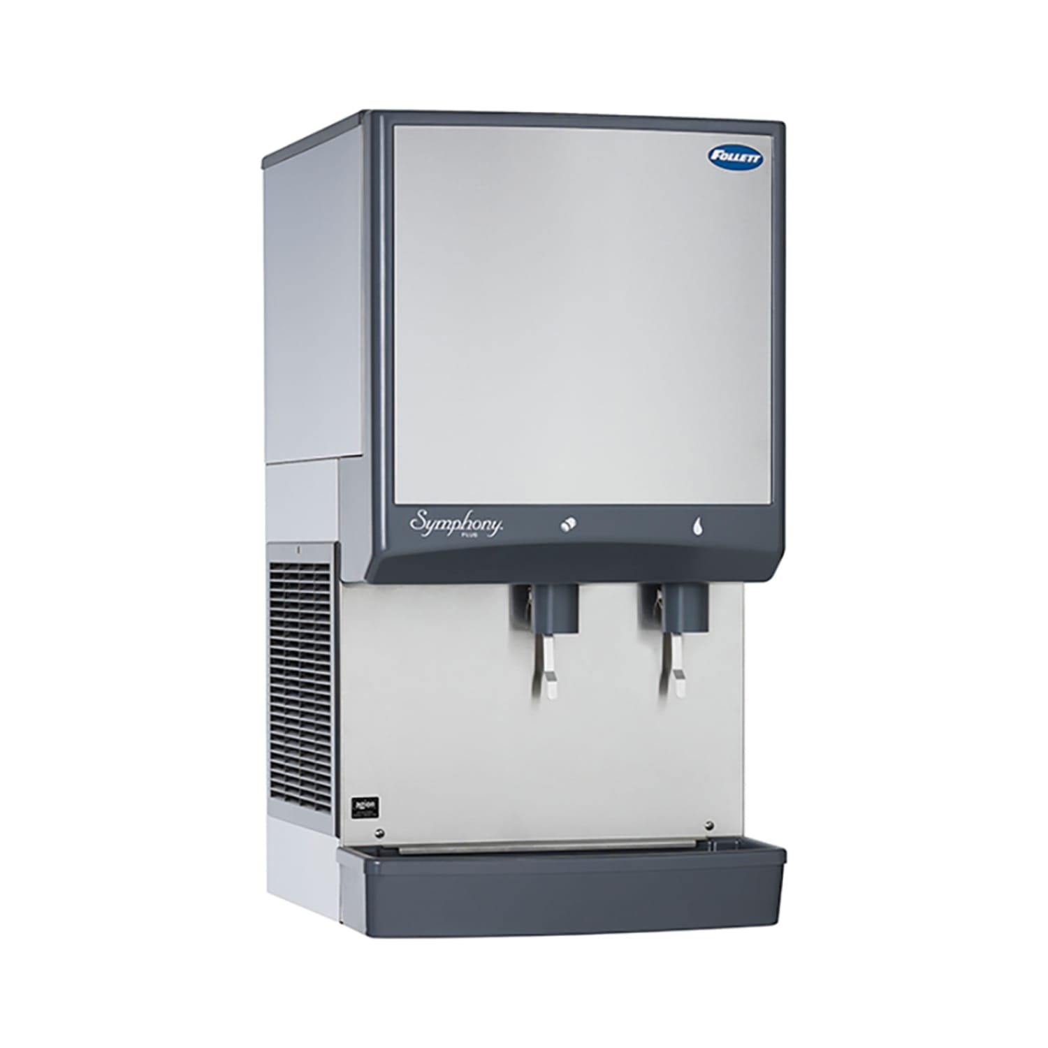 Follett 50CI414W-L 380 lb Countertop Water & Nugget Ice Dispenser for Commercial Ice Machines - 50 lb Storage, Cup Fill, 115v, 425 lb. Daily Production, Lever Dispensing, Stainless Steel