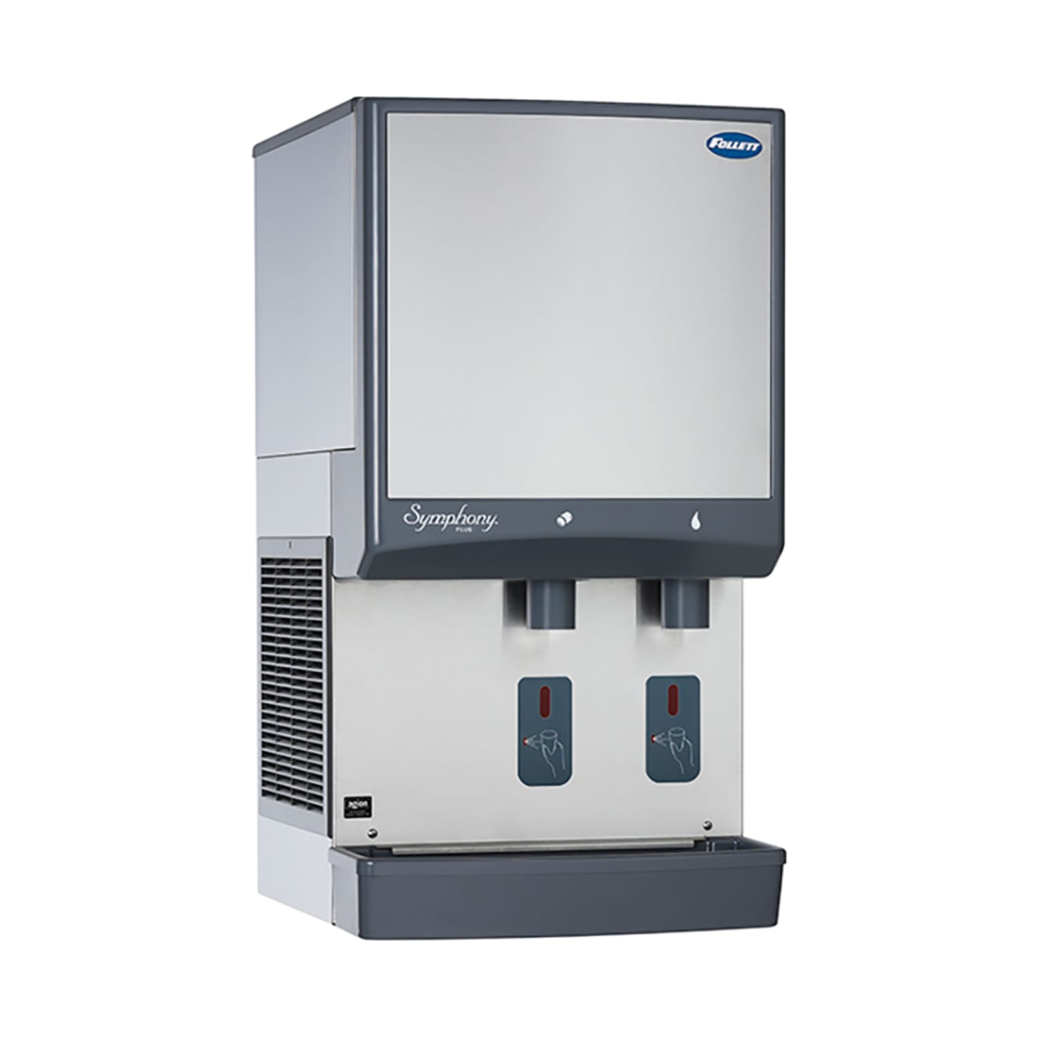 Follett 50CI414W-S 380 lb Countertop Water & Nugget Ice Dispenser for Commercial Ice Machines - 50 lb Storage, Cup Fill, 115v, 425 lb. Daily Production, Water Cooled, Stainless Steel