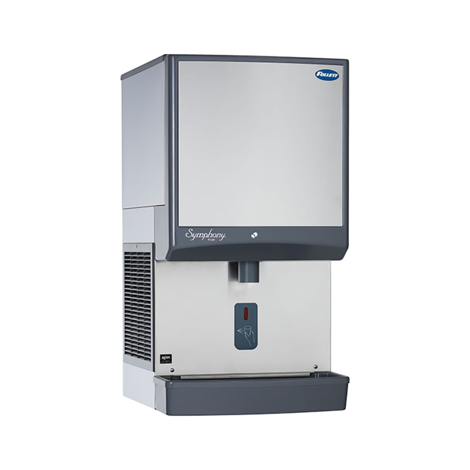 Follett 50CI414W-SI 380 lb Countertop Nugget Ice Dispenser for Commercial Ice Machines - 50 lb Storage, Cup Fill, 115v, 425 lb. Daily Production, Water Cooled, Stainless Steel