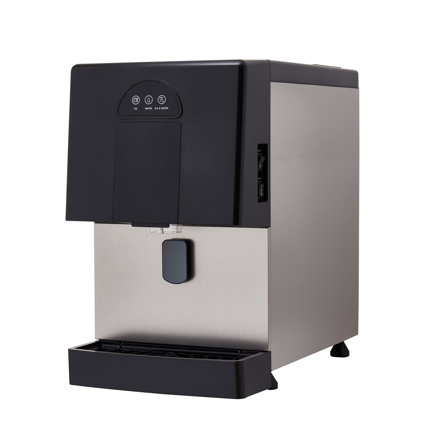 ICETRO ID-0160-AN 160 lb Countertop Water & Nugget Ice Dispenser for Commercial Ice Machines - 5 3/10 lb Storage, Cup Fill, 115v, 5-3/10lb. Storage, Stainless Steel