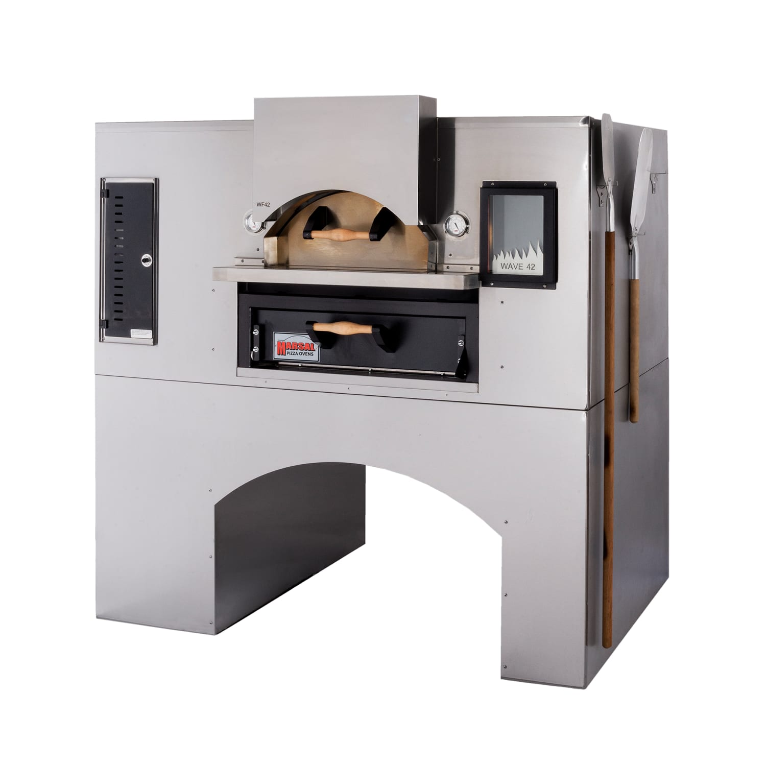 Marsal WF-60 NG Floor Model Single Pizza Deck Oven - Natural Gas, 36"" x 54"" Cook Surface, 155,000 BTU, Stainless Steel, Gas Type: NG