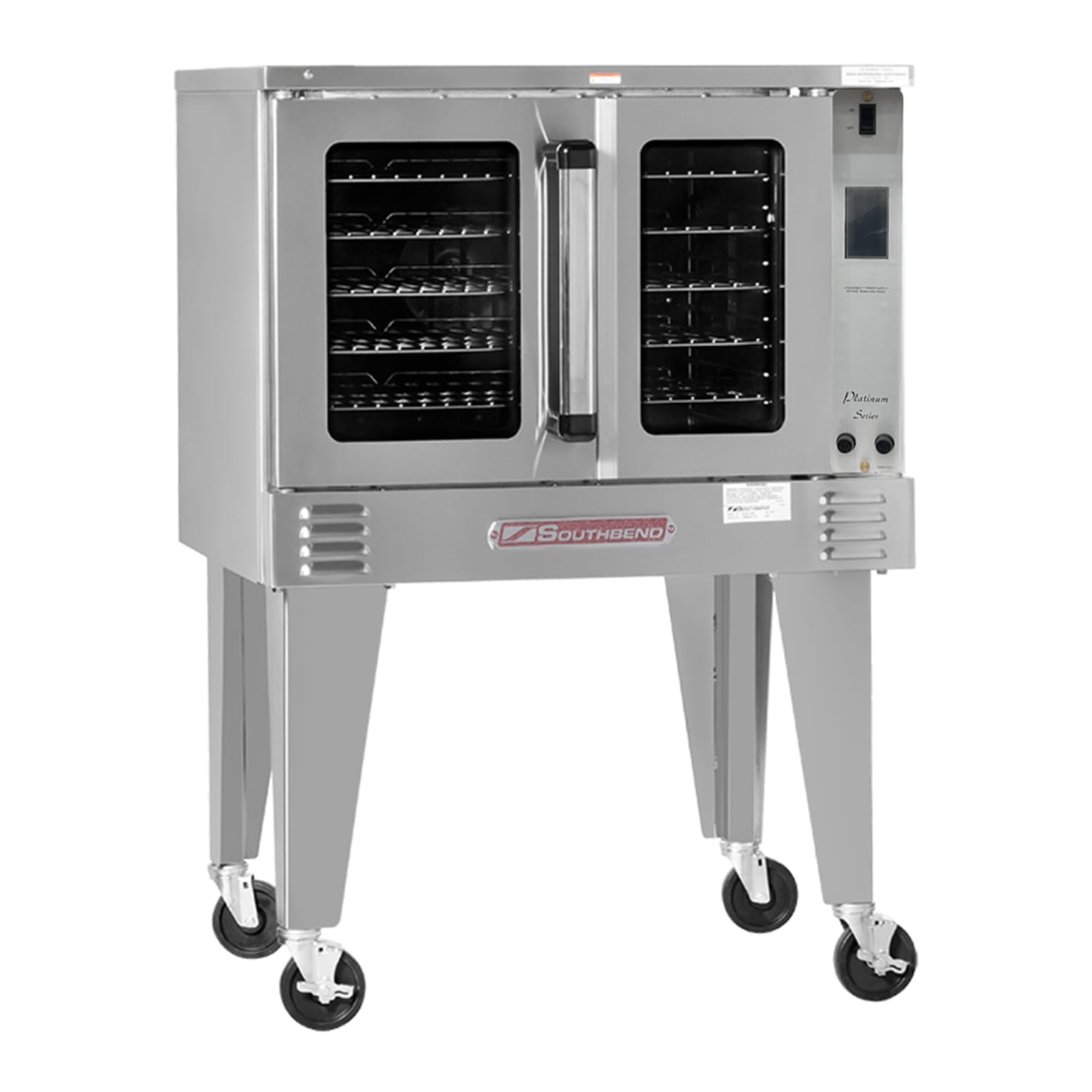 Southbend PCG50B/TI LP Platinum Bakery Depth Single Full Size Liquid Propane Gas Commercial Convection Oven - 50,000 BTU, Independent doors, Stainless Steel, Gas Type: LP