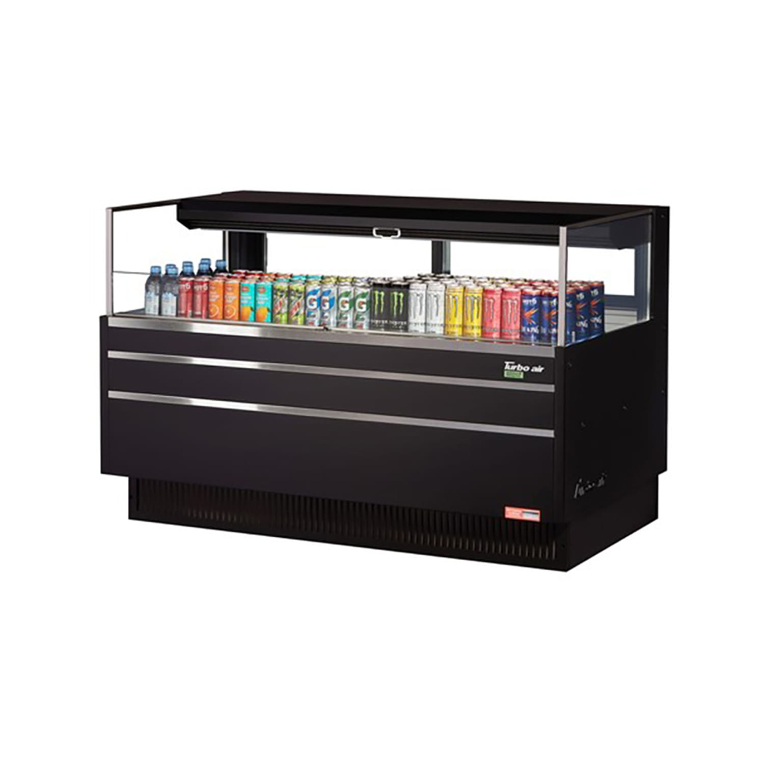 Turbo Air TOM-60L-UFD-B-1S-N 58 3/4 Horizontal Open Air Cooler w/ 1 Level, 115v, Low Profile, 8 cu. ft. Capacity, Black