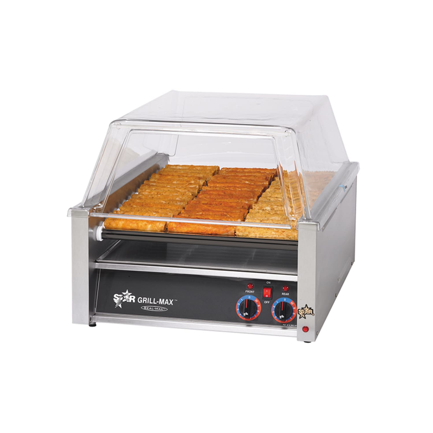 Star 45ST 45 Grill-Max Hot Dog Roller Grill w/ Manual Controls - Slanted Top, 120v, Stainless Steel
