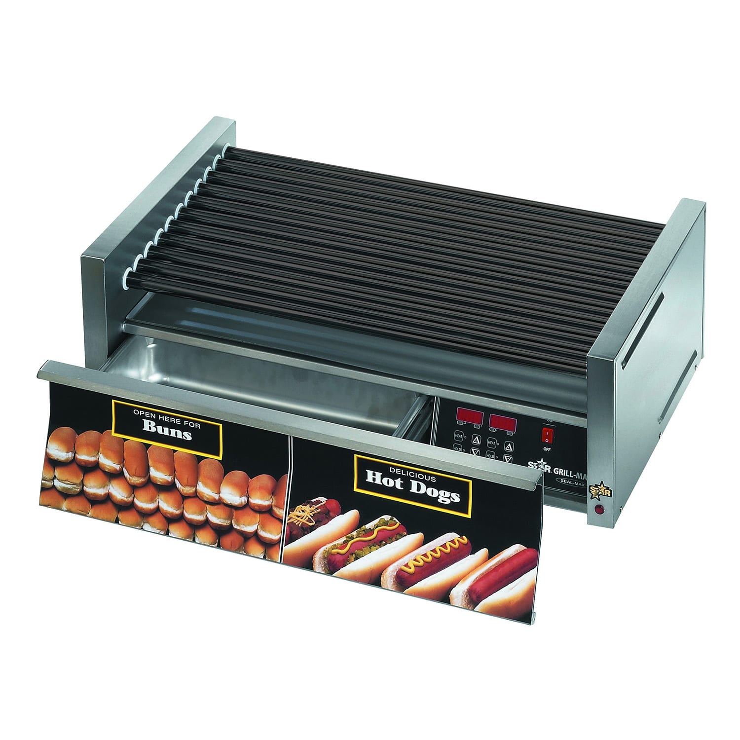 Star 50STBDE 50 Grill-Max Hot Dog Roller Grill w/ Thermostatic Controls - Flat Top, 120v, Stainless Steel
