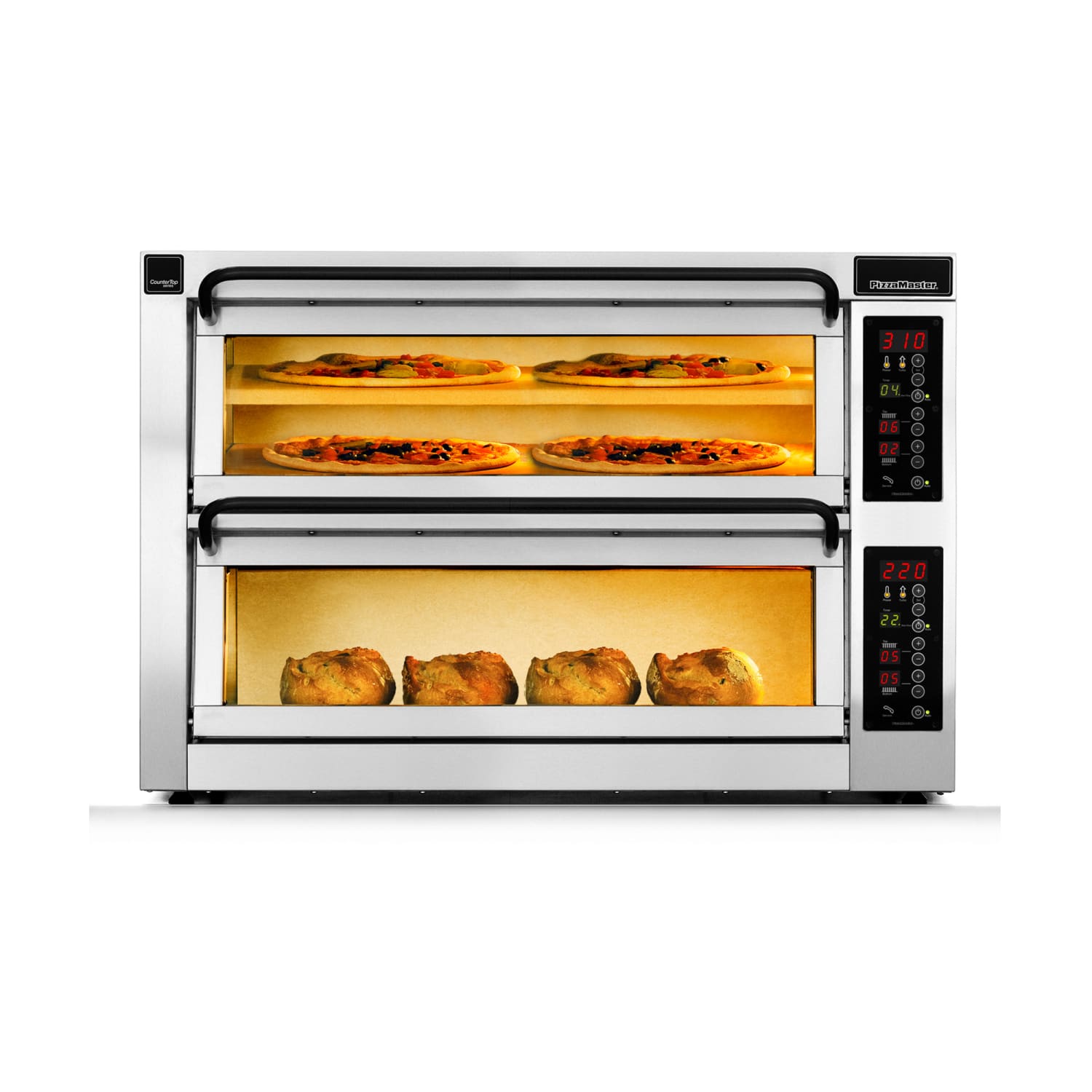 PizzaMaster PM352ED-3DW 350 Series Countertop Double Multi-Purpose Deck Oven - 208v, Stainless Steel