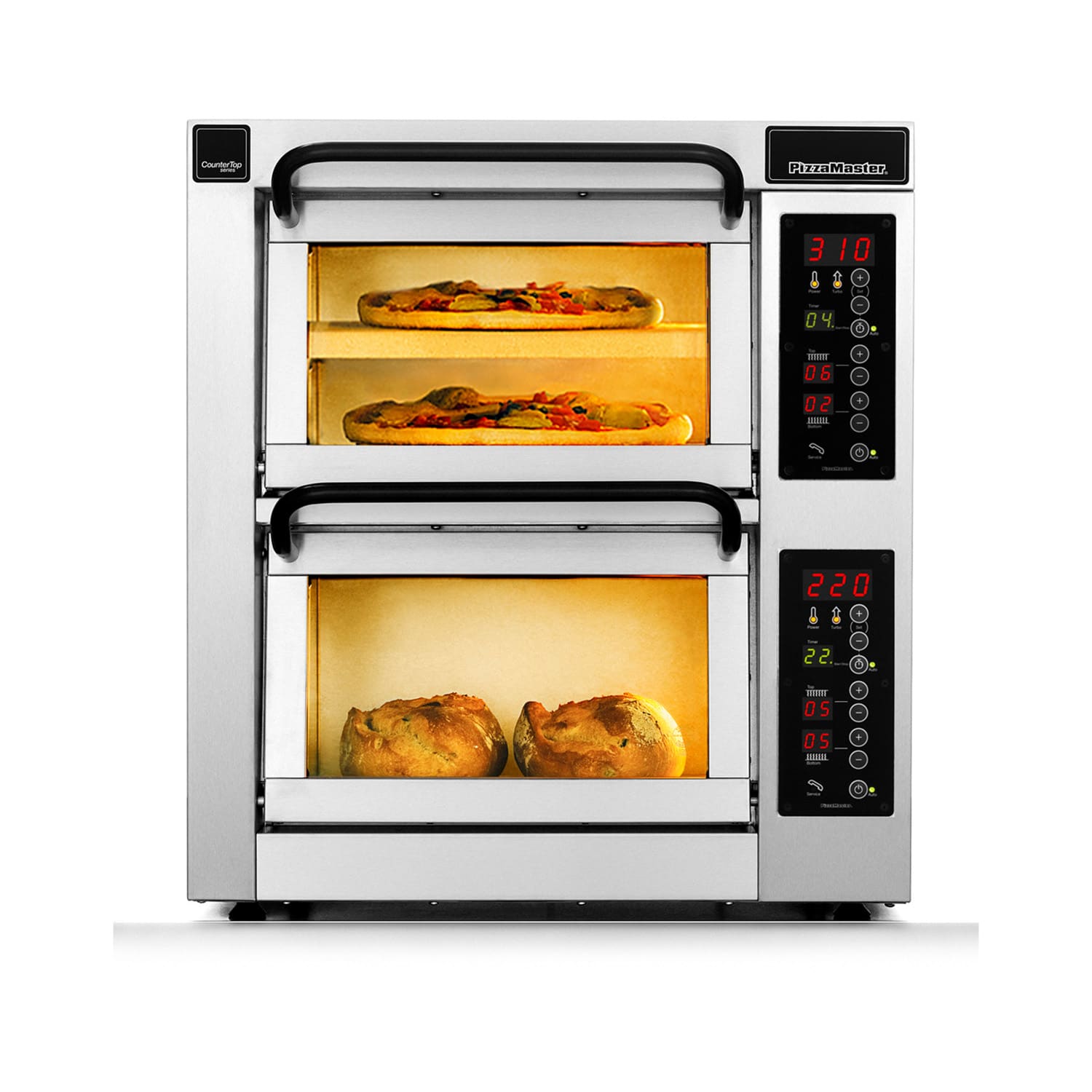PizzaMaster PM402ED-3 400 Series Countertop Double Multi-Purpose Deck Oven - 208v, Stainless Steel