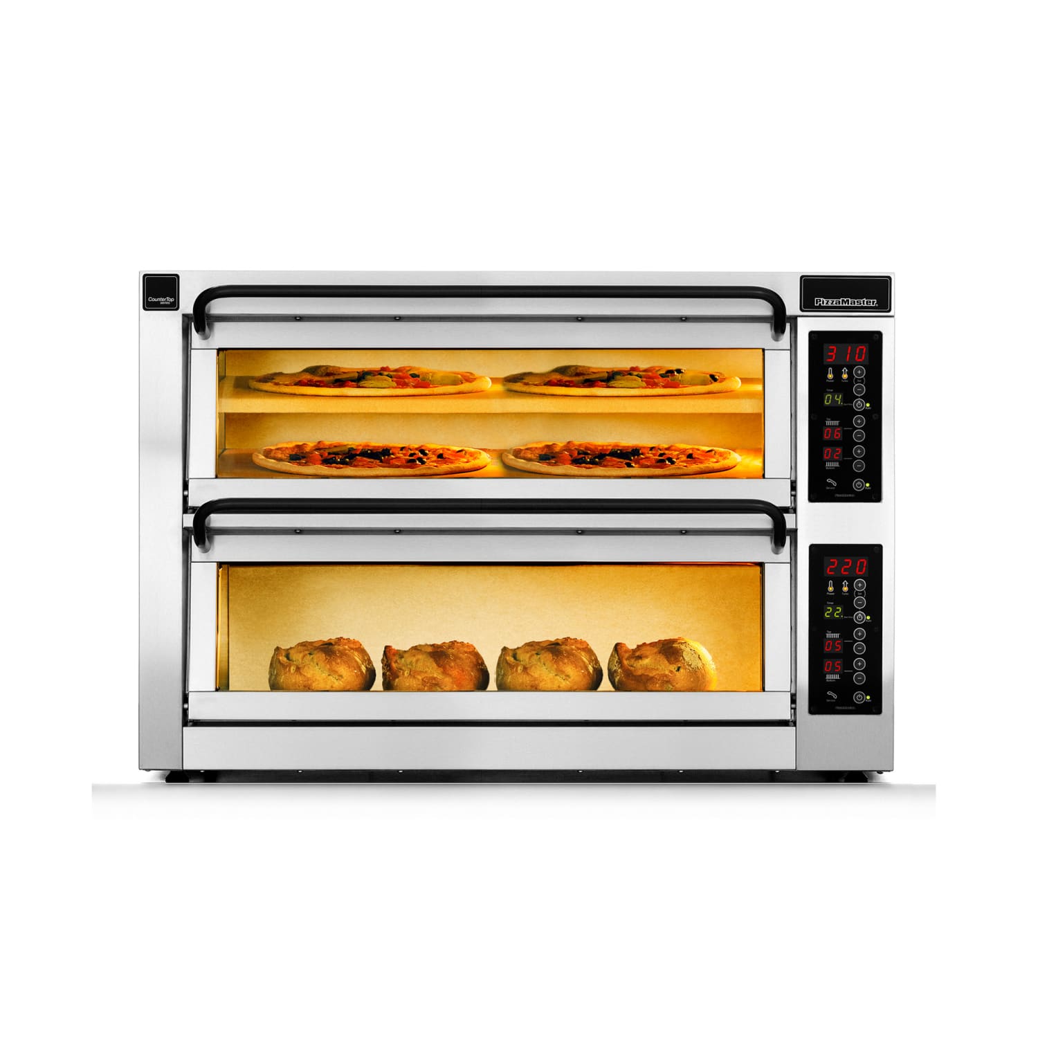 PizzaMaster PM452ED-3DW 450 Series Countertop Double Multi-Purpose Deck Oven - 208v, Stainless Steel