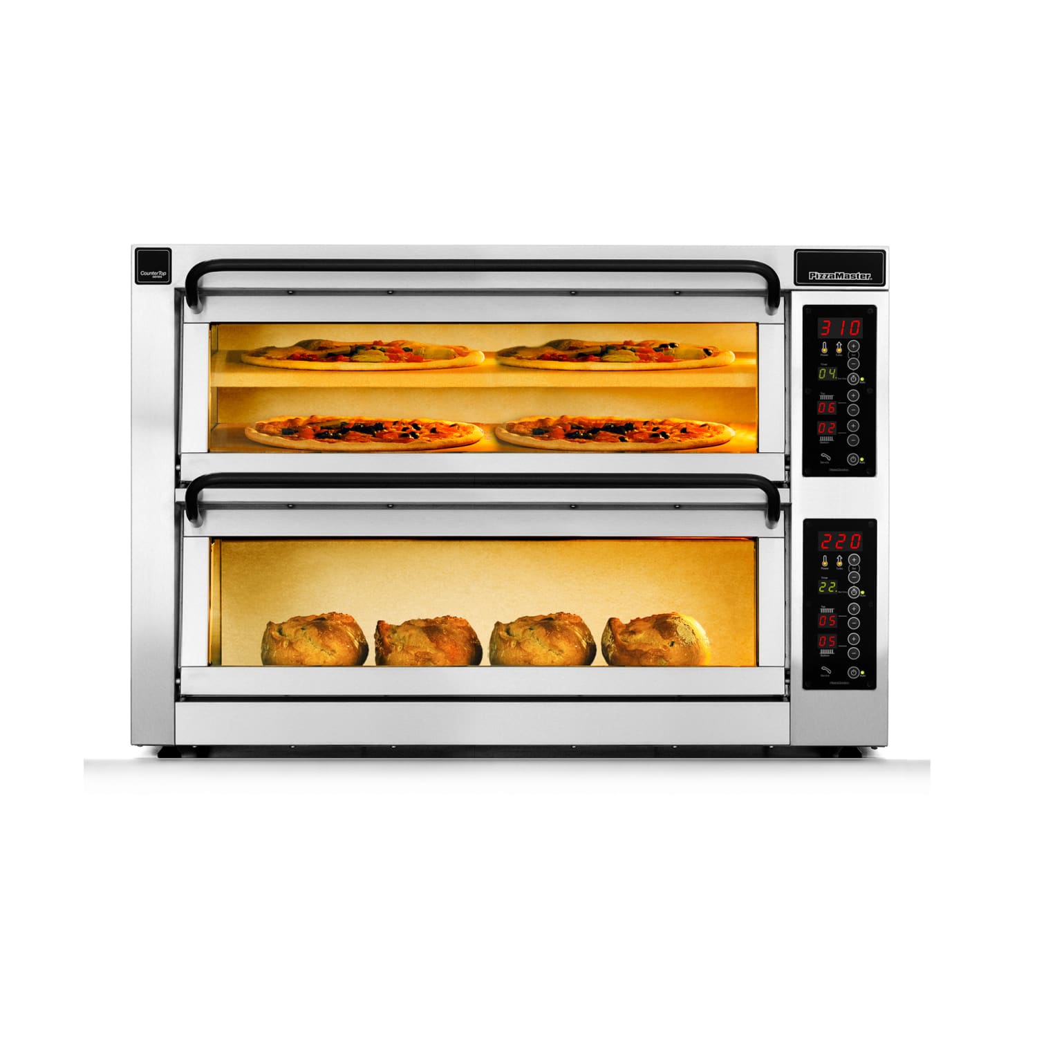 PizzaMaster PM402ED-3DW 400 Series Countertop Double Multi-Purpose Deck Oven - 208v, Stainless Steel