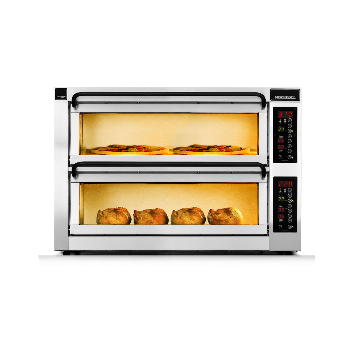 PizzaMaster PM402ED-2DW 400 Series Countertop Double Multi-Purpose Deck Oven - 208v, Stainless Steel