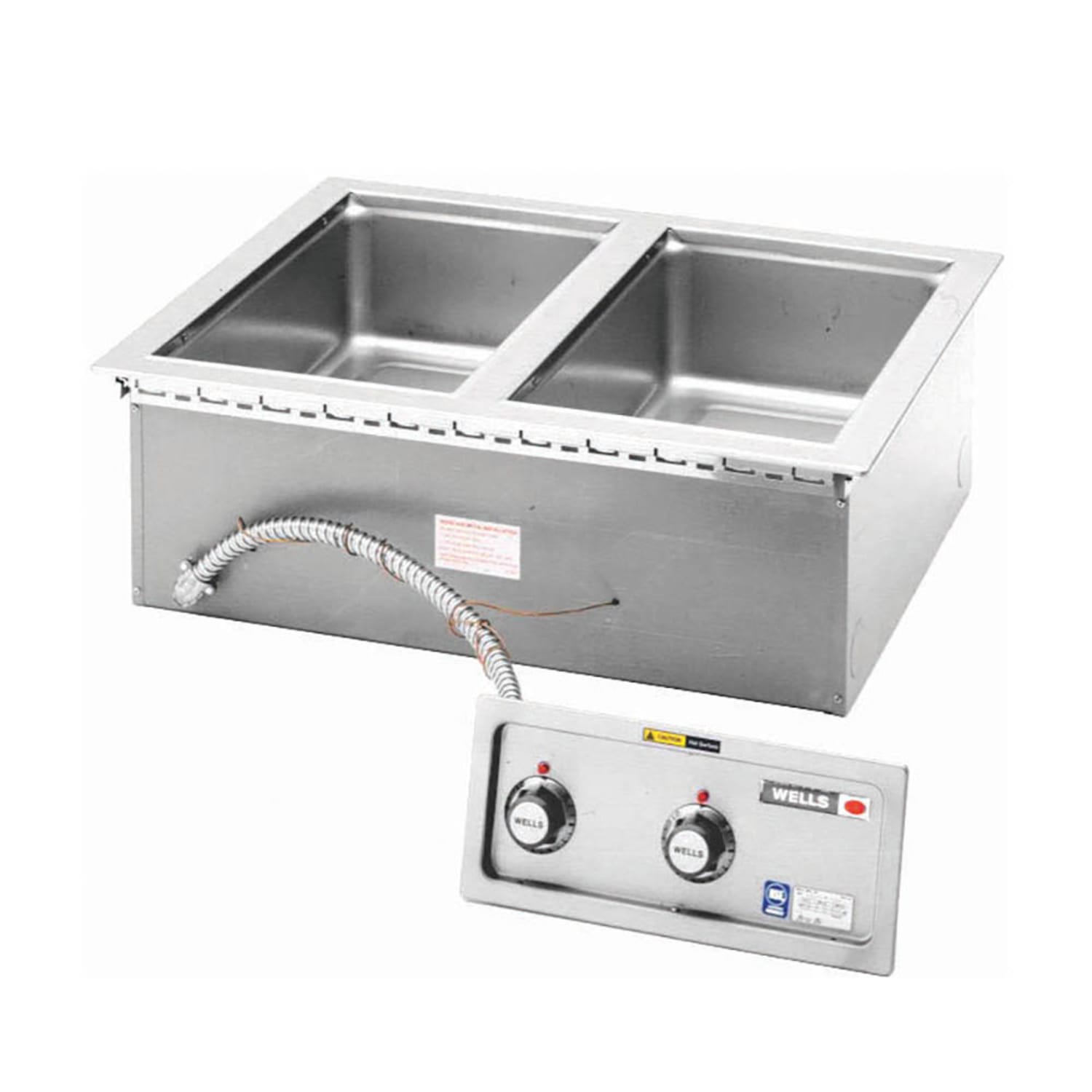 Wells MOD-227TDM/AF Drop-In Hot Food Well w/ 4 Third Size Pan Capacity, 208-240v, 1 to 3 ph, Stainless Steel
