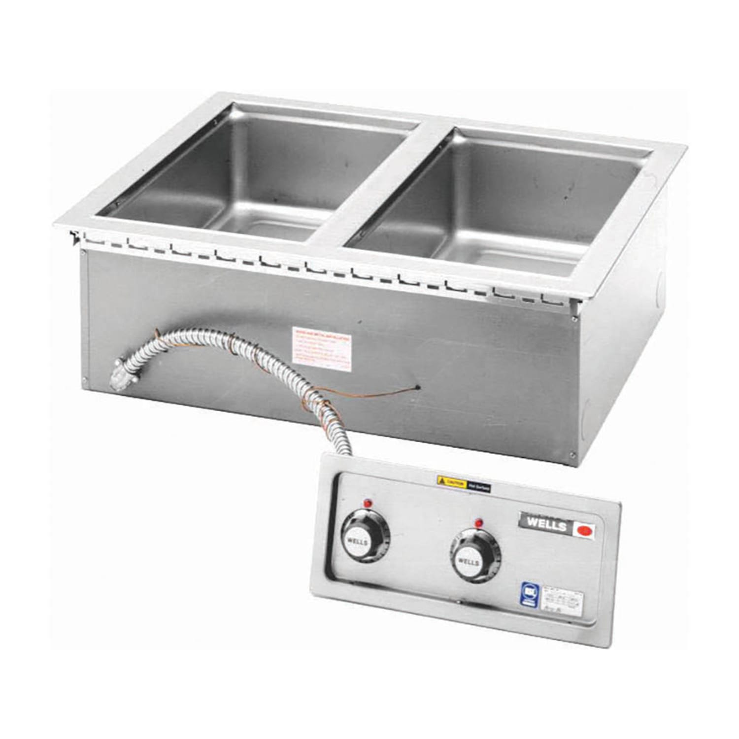 Wells MOD-200DM Drop-In Hot Food Well w/ 2 Full Size Pan Capacity, 208v, 2 Standard Size Pan Capacity, 1 to 3 ph, Stainless Steel