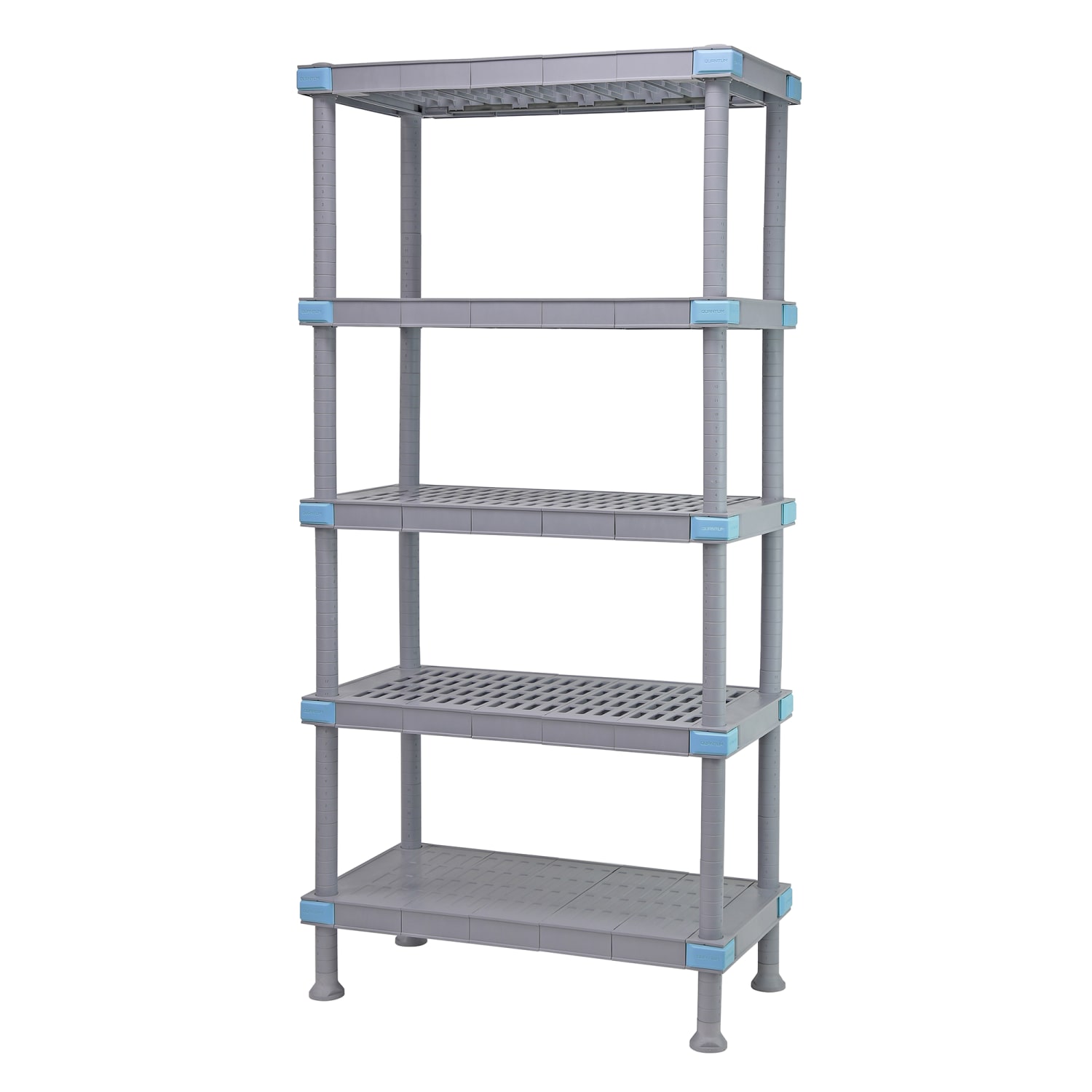 Quantum Food Service QP243674V4S1 36 NSF 5-Tier Heavy-Duty Plastic Shelving Unit - Millenia, 24W, 74H, Gray