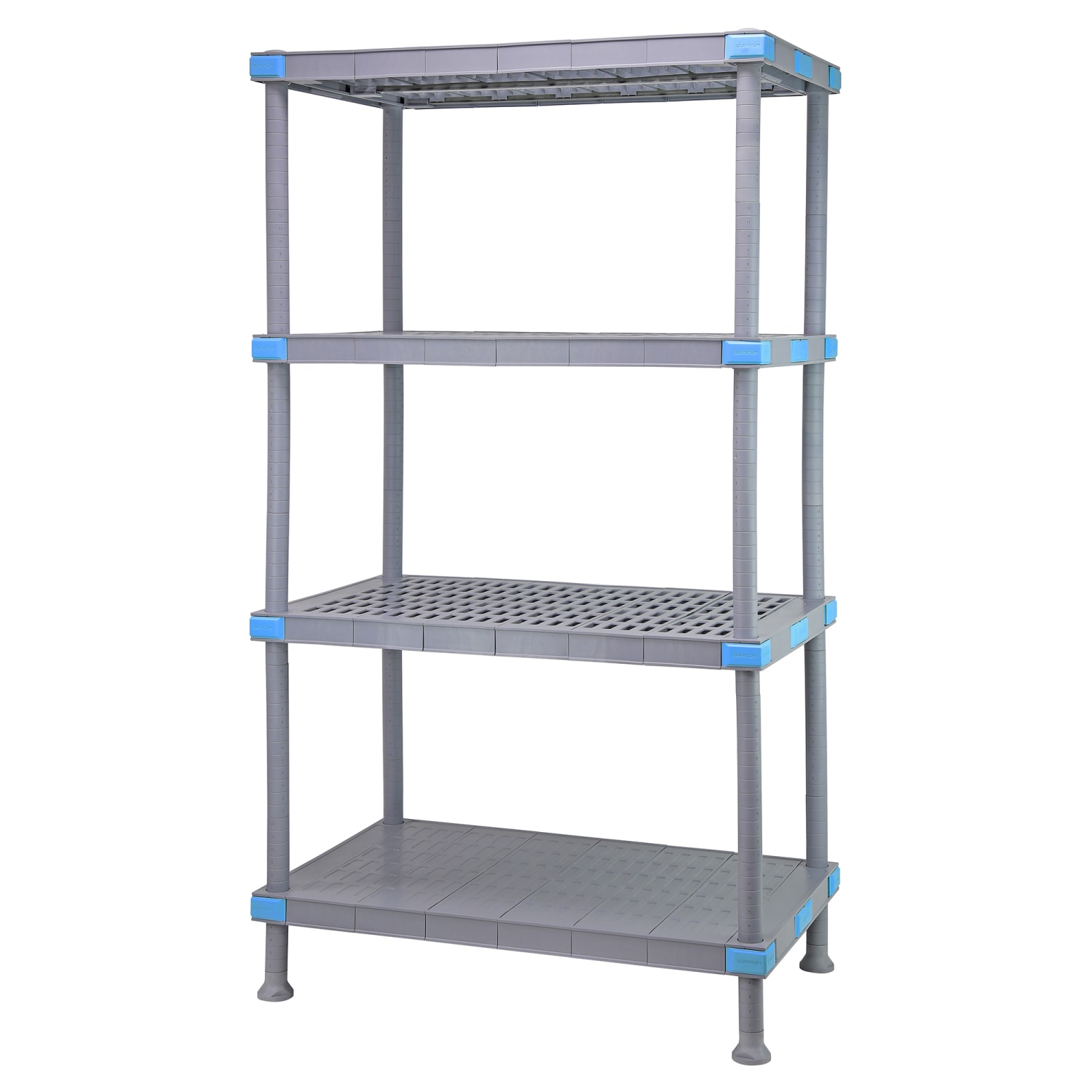 Quantum Food Service QP244286V3S1 42 NSF 4-Tier Heavy-Duty Plastic Shelving Unit - Millenia, 24W, 86H, Gray